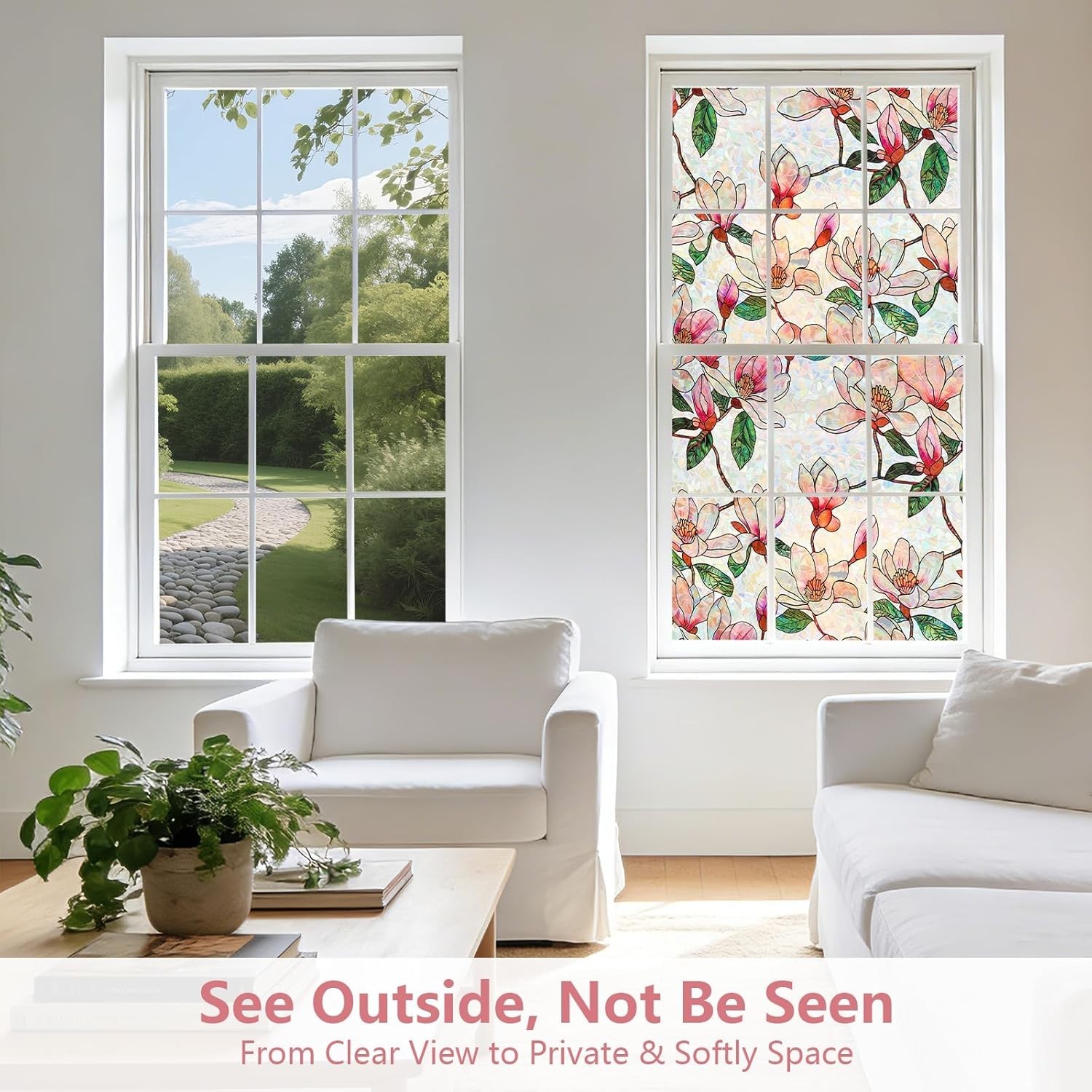 Window Privacy Film, Stained Glass Sticker Floral Window Clings, Decorative S…
