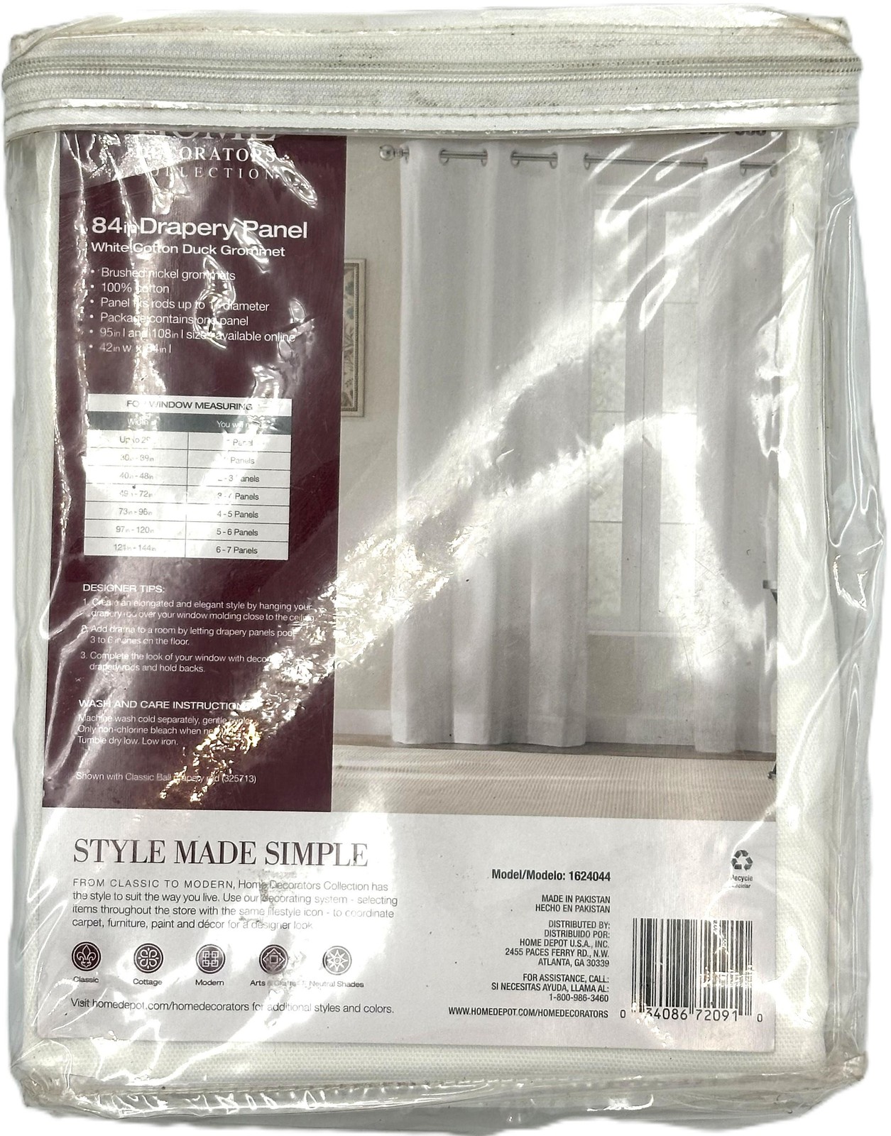 Home Decorators Collection White Cotton Duck Grommet Curtain 42in W x 84in L