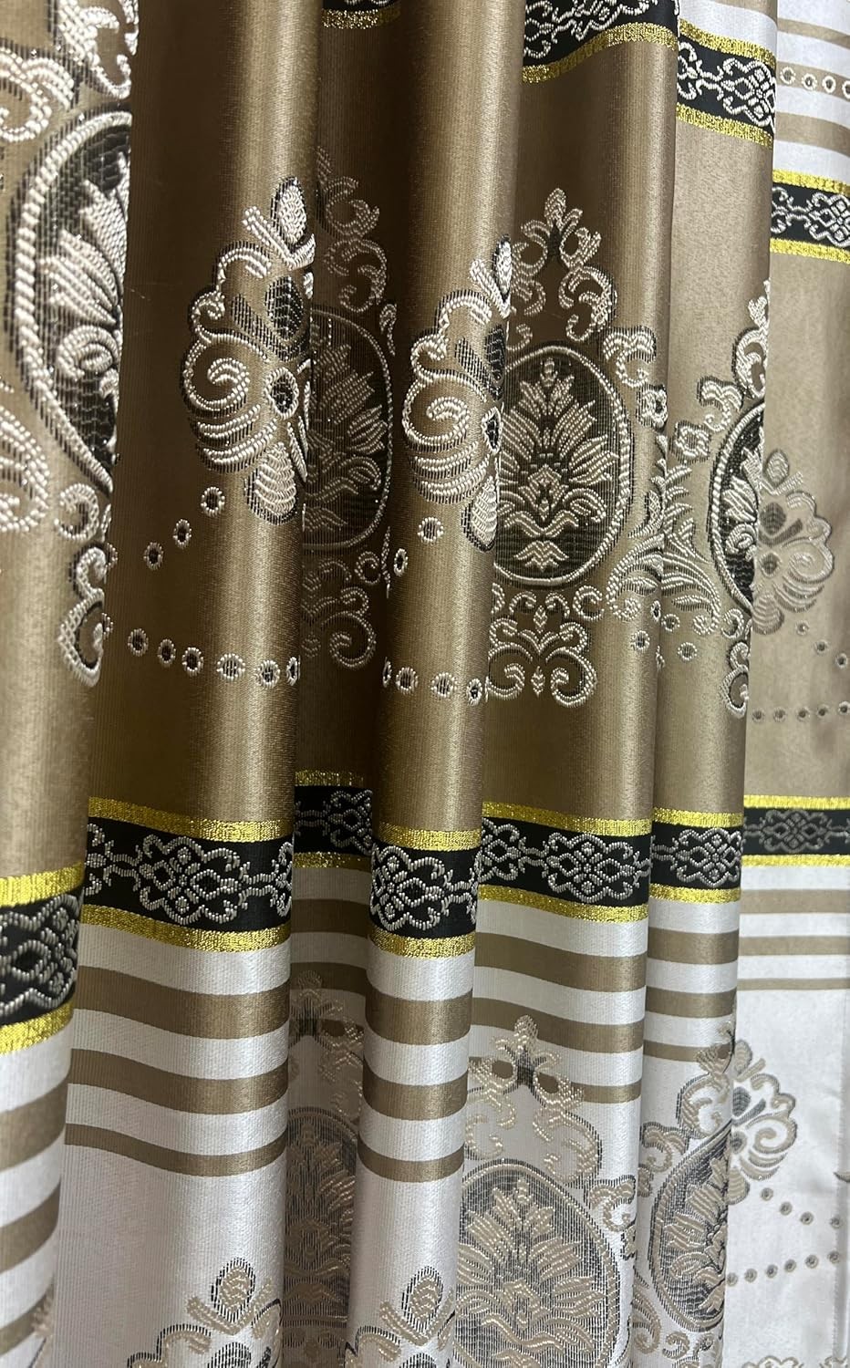 Harmony Horizon. Jacquard Window Curtain Panel Drape with Attached Fancy