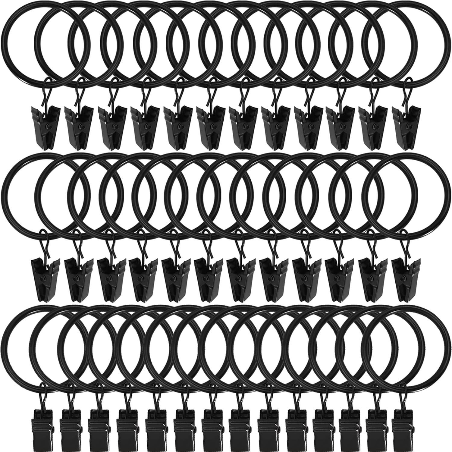 100 Pack Bronze Curtain Rings with Clips, Curtain Hooks Hangers Clip Rings for H
