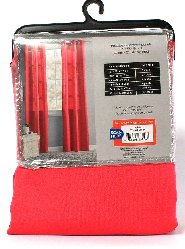 2 Count Your Zone Room Darkening Efficient 37 In X 84 In Fuchsia Grommet Panels