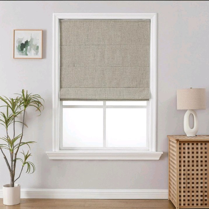 Cordless Linen Roman Shade Gray 31×72 Light Filtering Window Blind