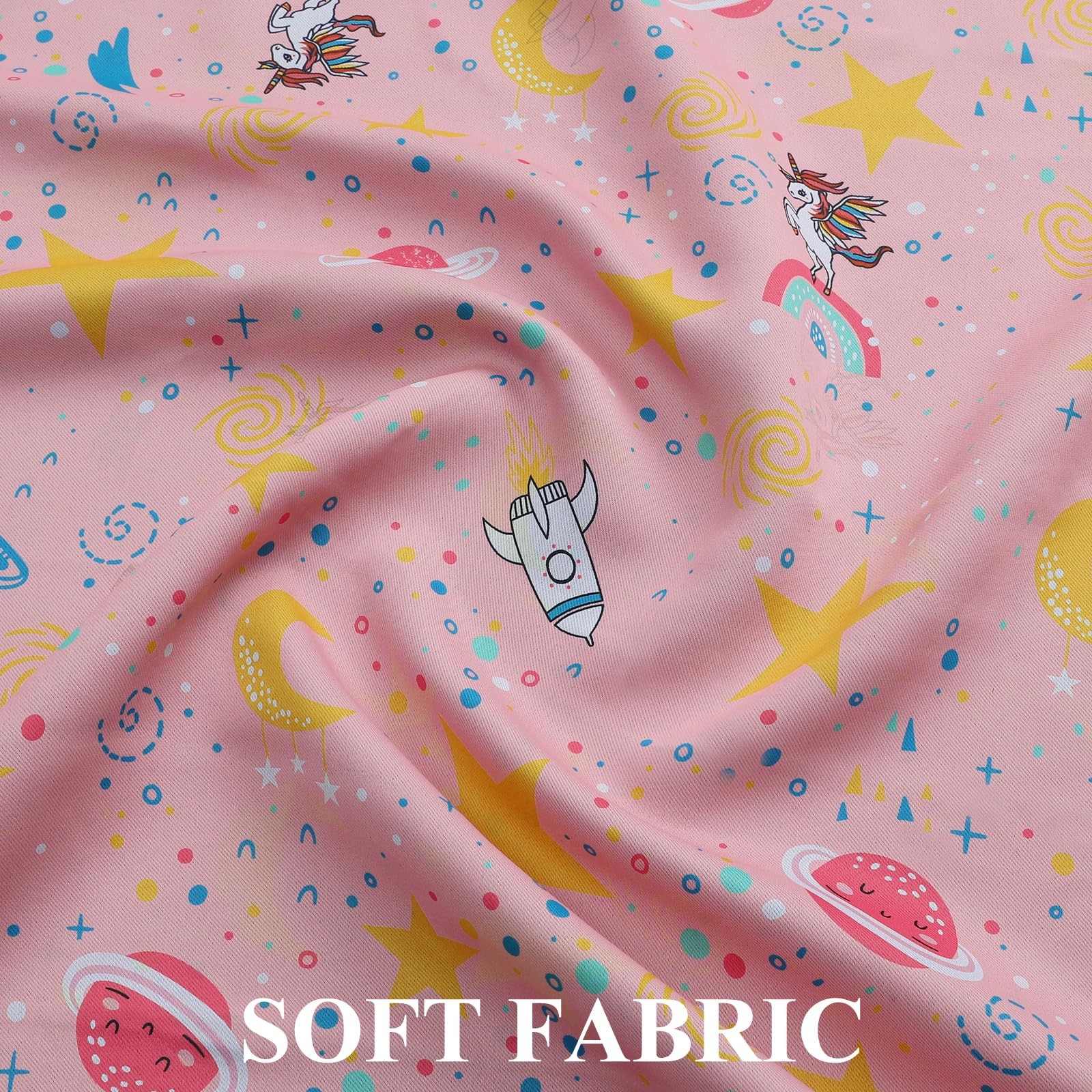 Unicorn Princess Theme Pink Blackout Curtains for Girls Bedroom 63 Inches Len…