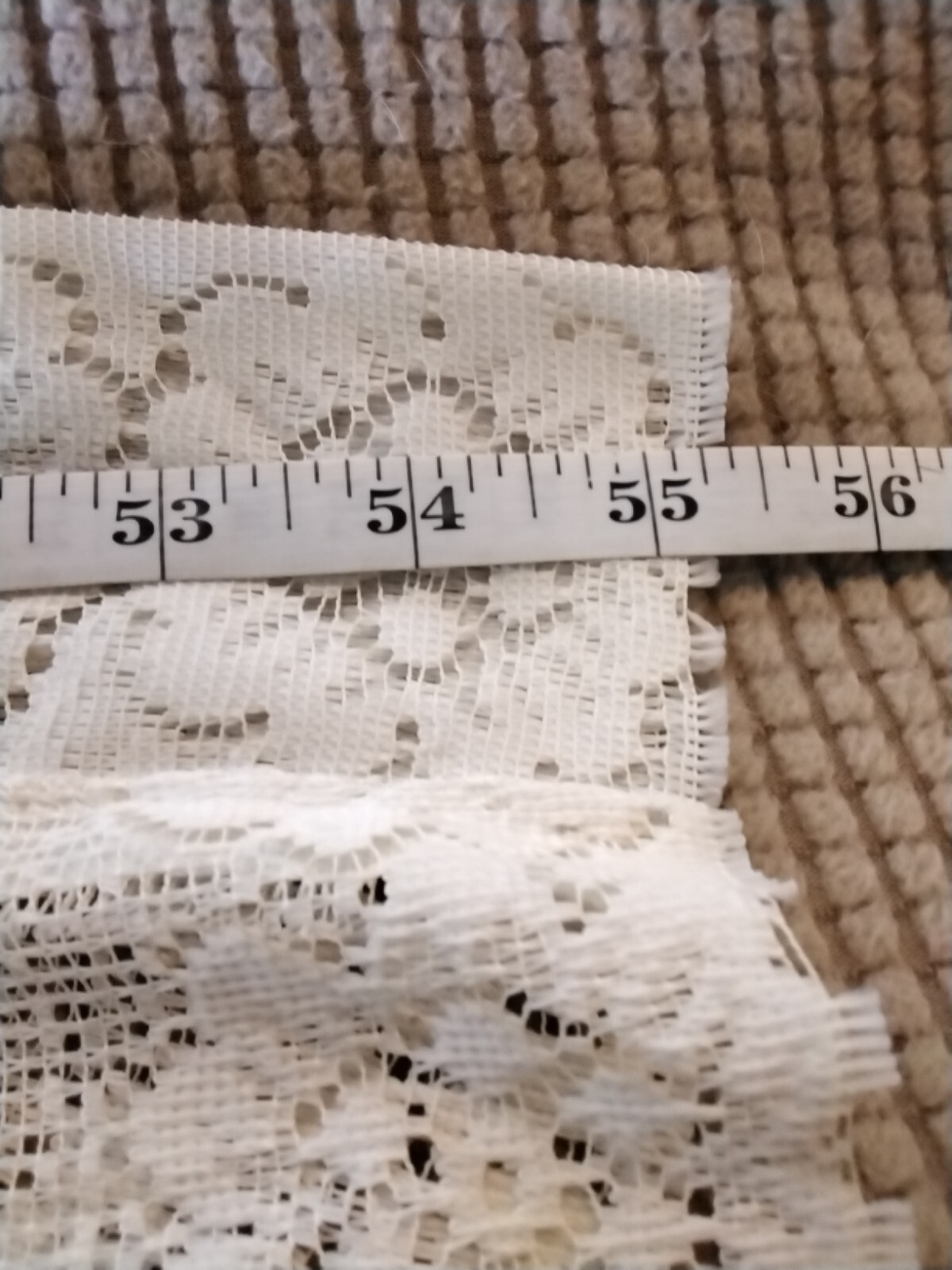 Light Cream Floral Lace Curtain Panel Rod 58″ Long x 55″ Wide