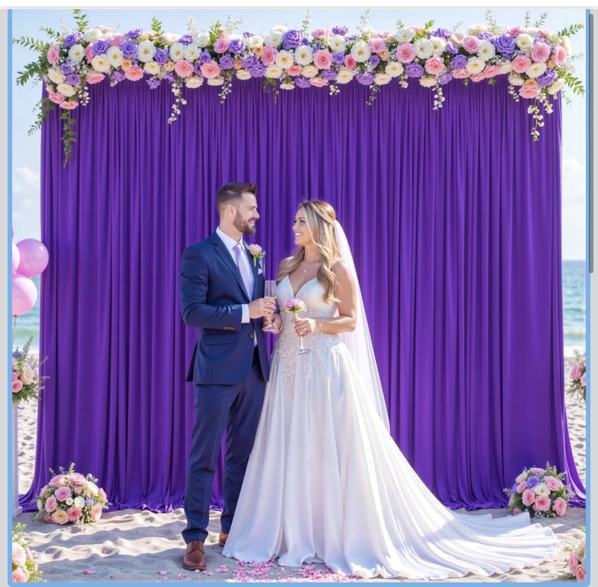 Purple 10 x 10 ft Voile BACKDROP CURTAINS 2 Panels 5×10 ft Party Decorations