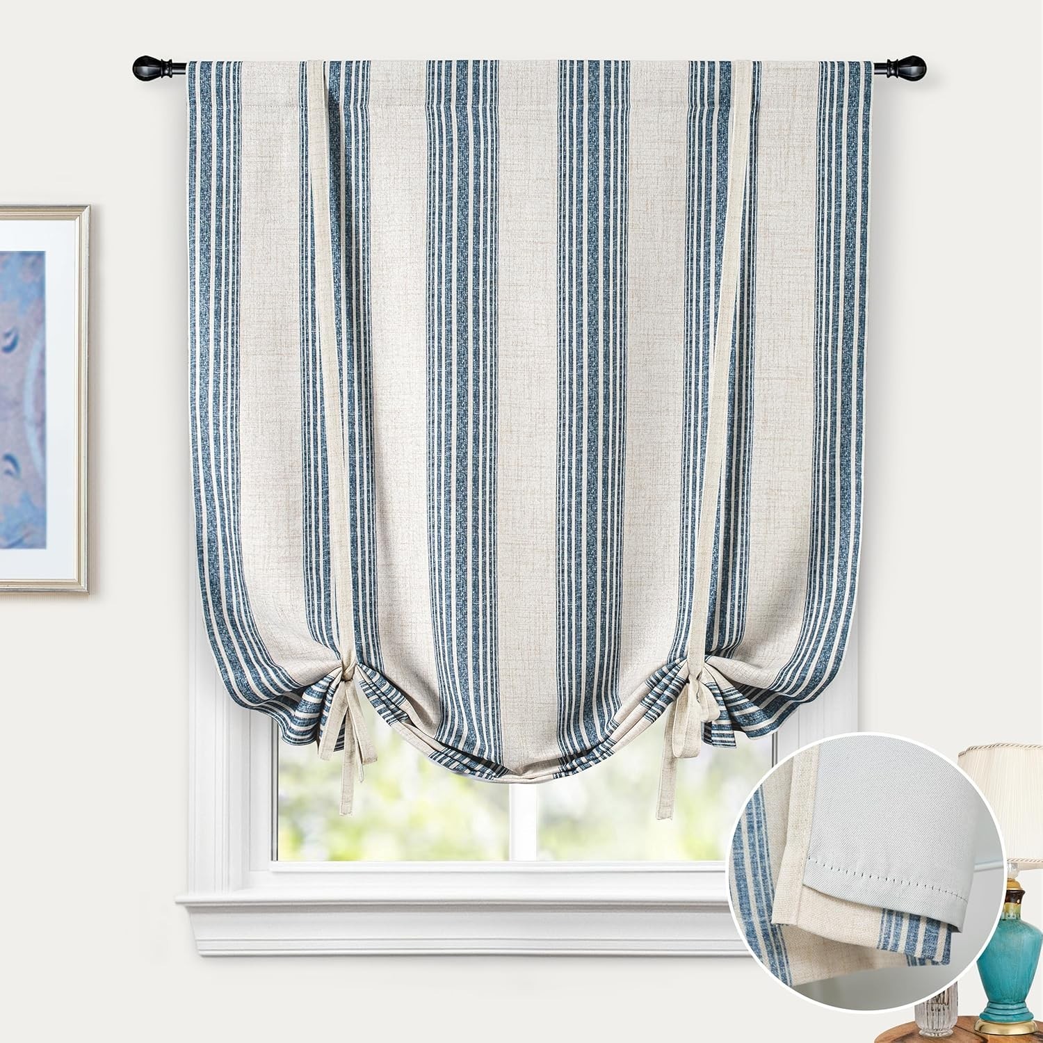 Chris Double Layer Blackout Tie Up Curtains Thermal Insulated Fully Lined Ver…