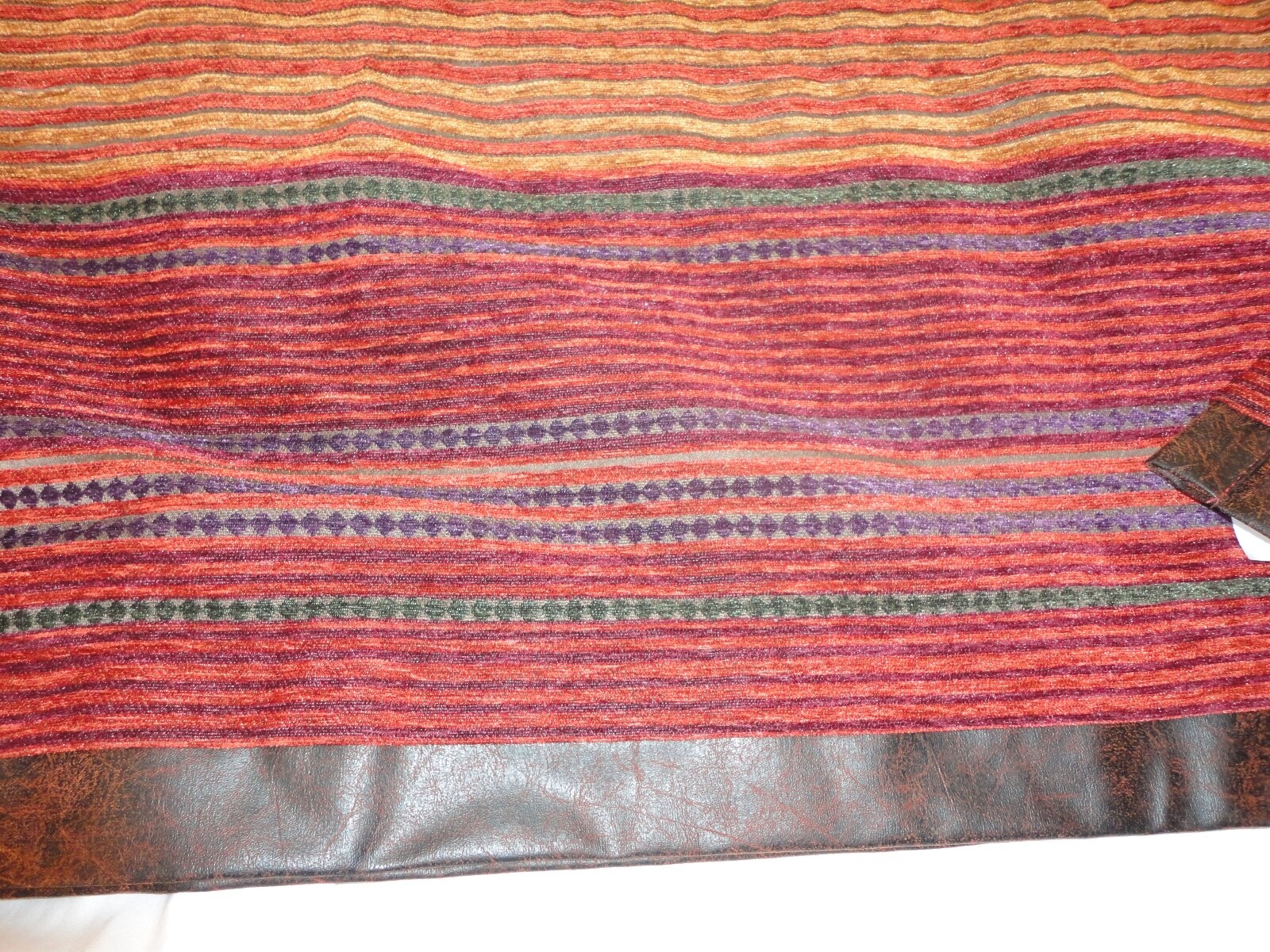 CROSCILL PLATEAU CHENILLE RUST SOUTHWESTERN LEATHER STRIPE (1) VALANCE 20 X 87