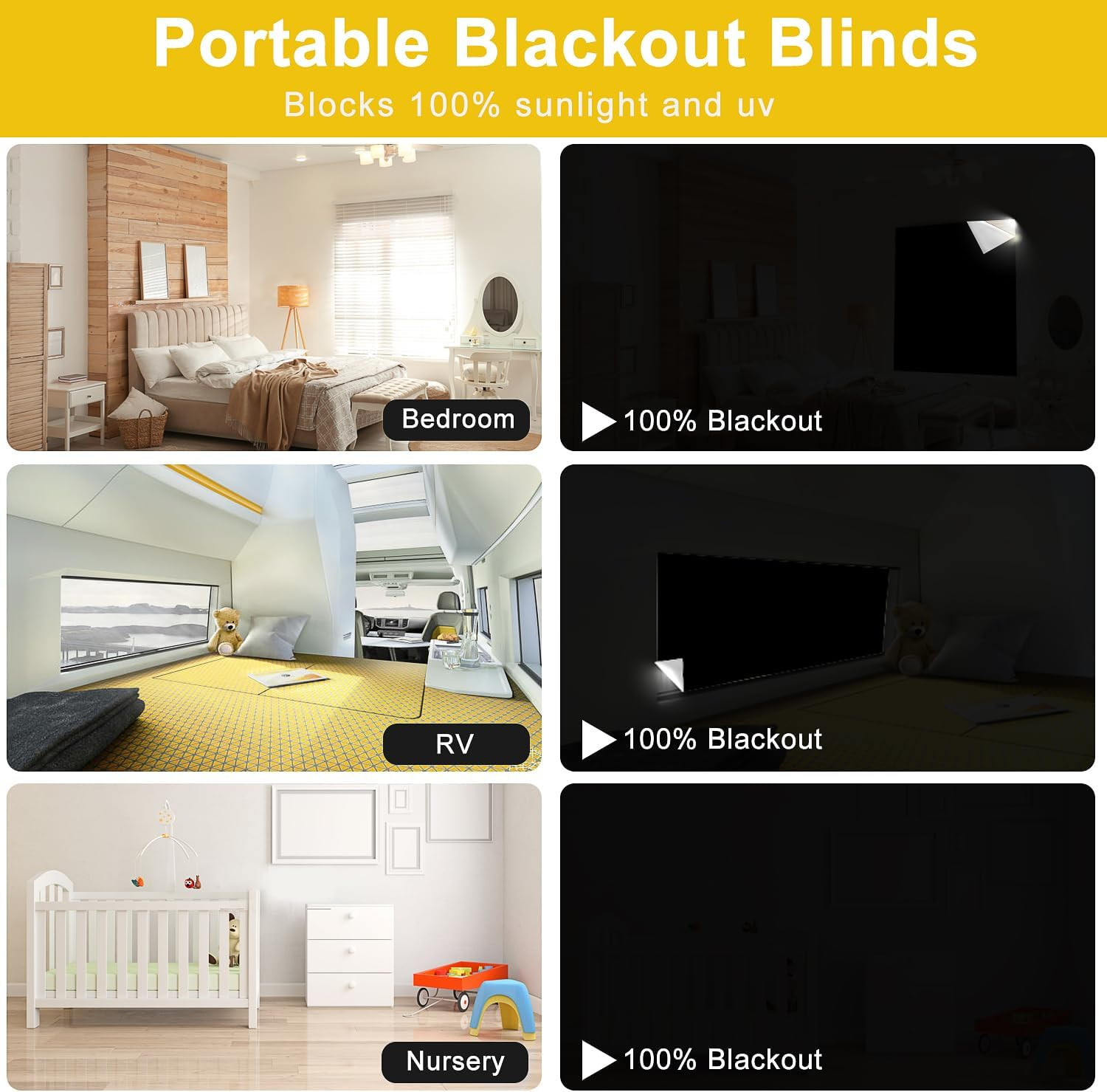 100% Blackout Window Cover Curtains for Bedroom 57X40Inch,No Drill,Diy Cut Porta