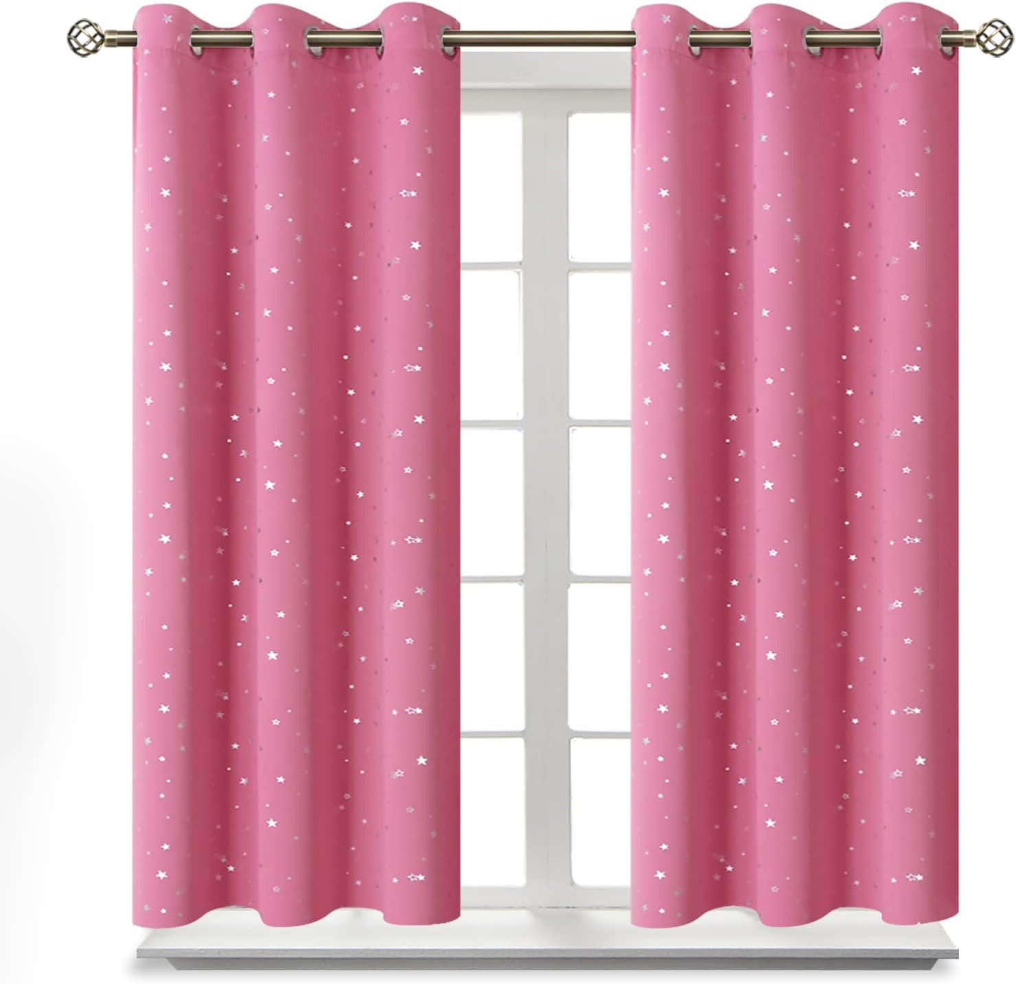 Pink Star Room Darkening Curtains for Kid’S Bedroom – Grommet Thermal Insulated