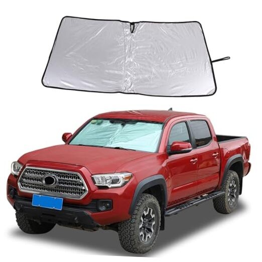 The Original Windshield Sun Shade for Tacoma 2006 Silver-coated Fabric Silver
