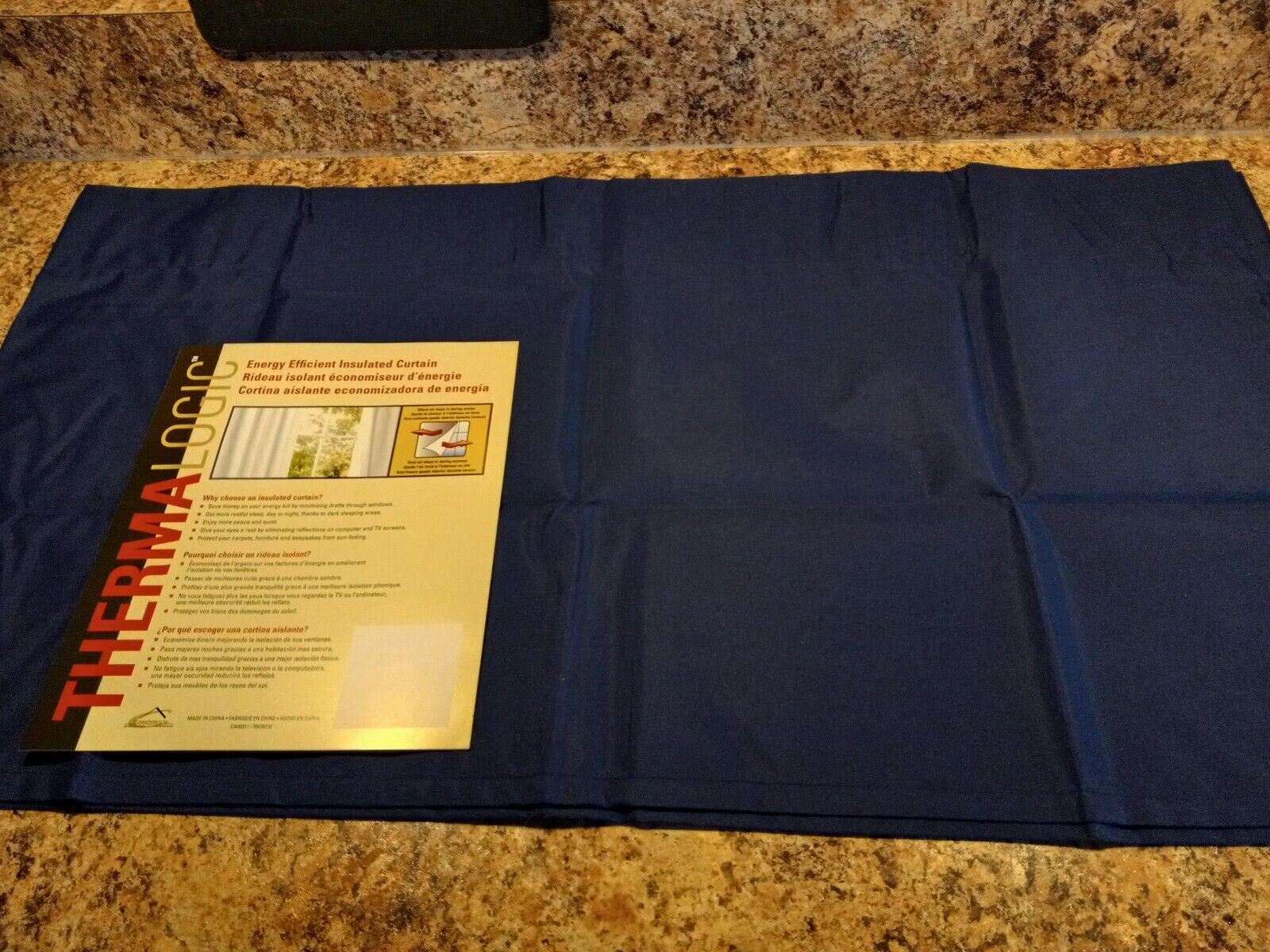 1 Therma Logic Header Valance Insulated Navy Blue Polyester-Rayon 60″w x 16″l