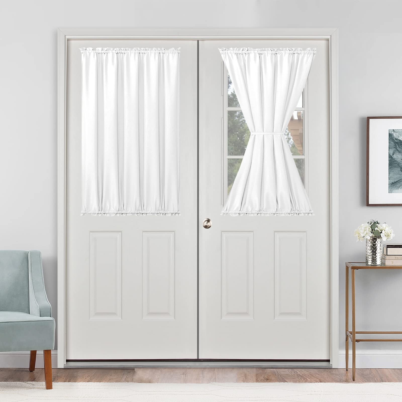 French Door Curtains for Small Window, Rod Pocket Semi Sheer Privacy Curtain …