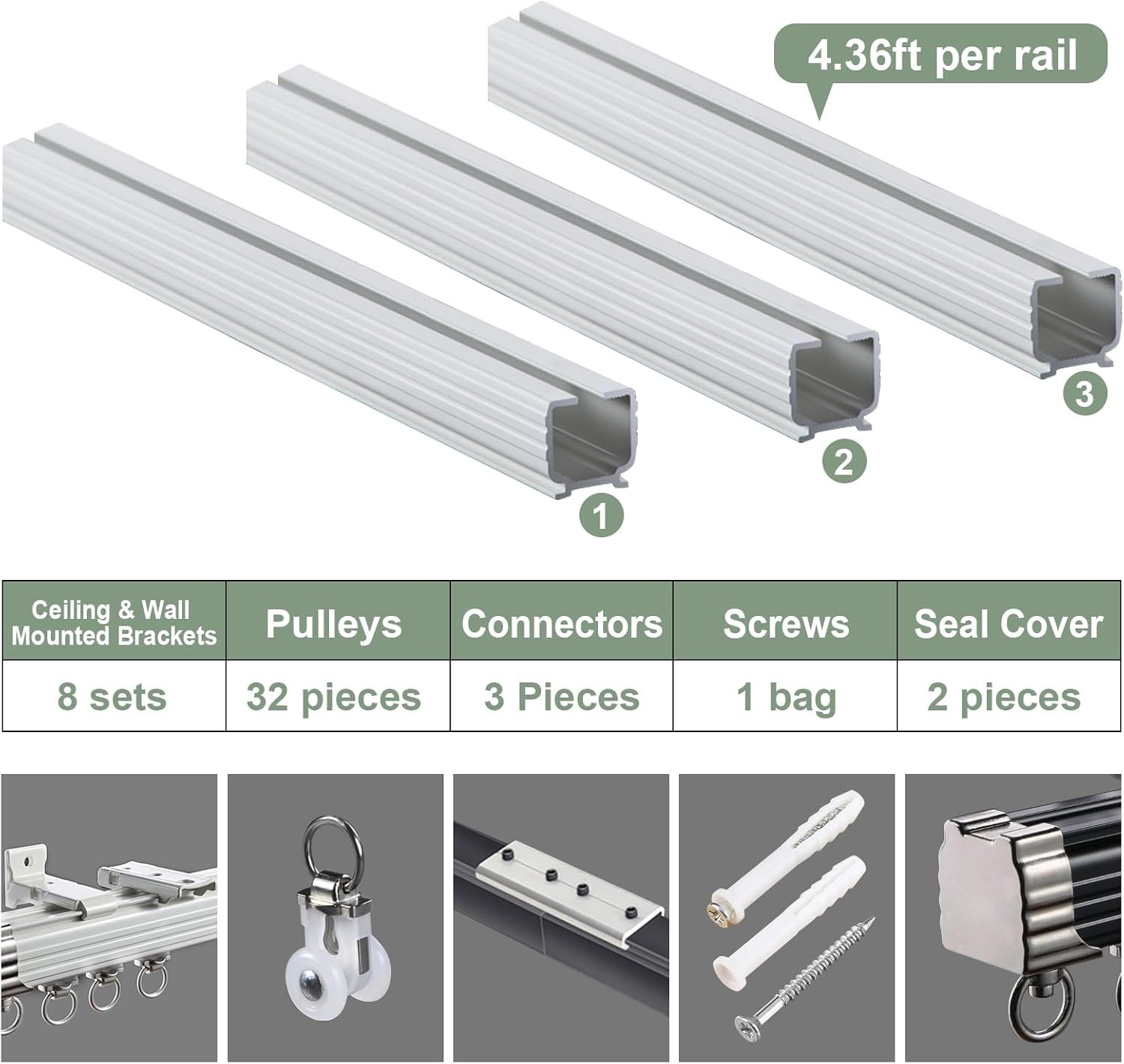 Curtain Single Tracks Ceiling or Wall Mounting Heavy-Duty Curtain Rails for Livi