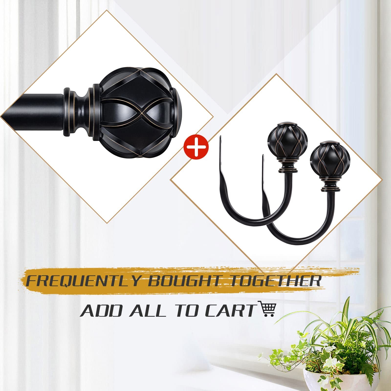 KAMANINA Decorative Curtain Drapery Holdbacks, Curtain Tiebacks Hooks with Sc…