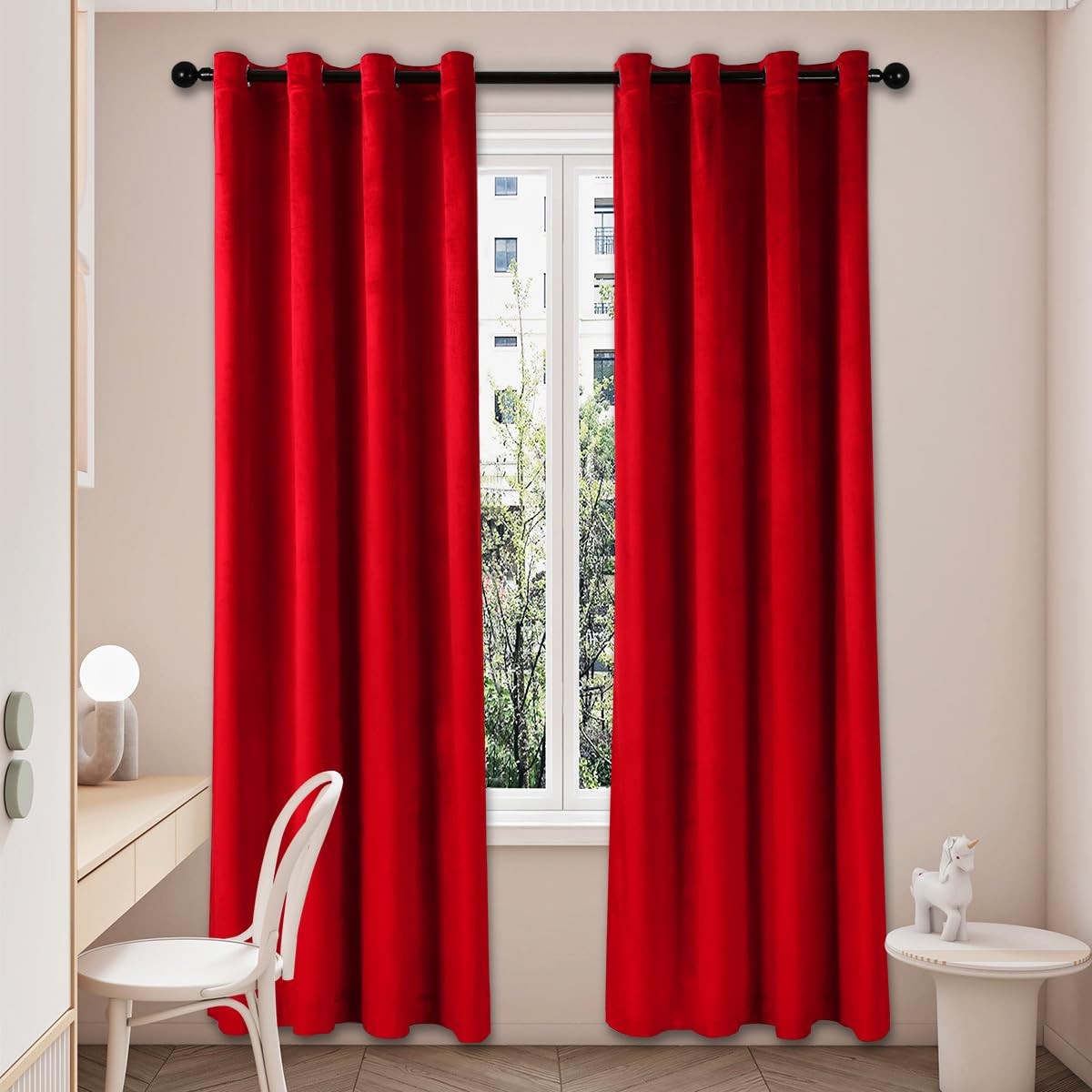 Elkca Luxury Burgundy Red Velvet Window Curtain For Living Roomgrommet Top2