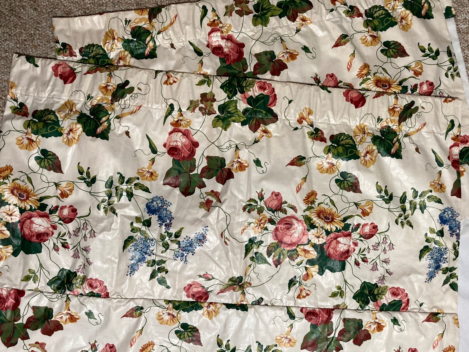 Custom VALANCE Floral POLISHED COTTON Chintz GATHERED Rod Pocket 80’S 24×74