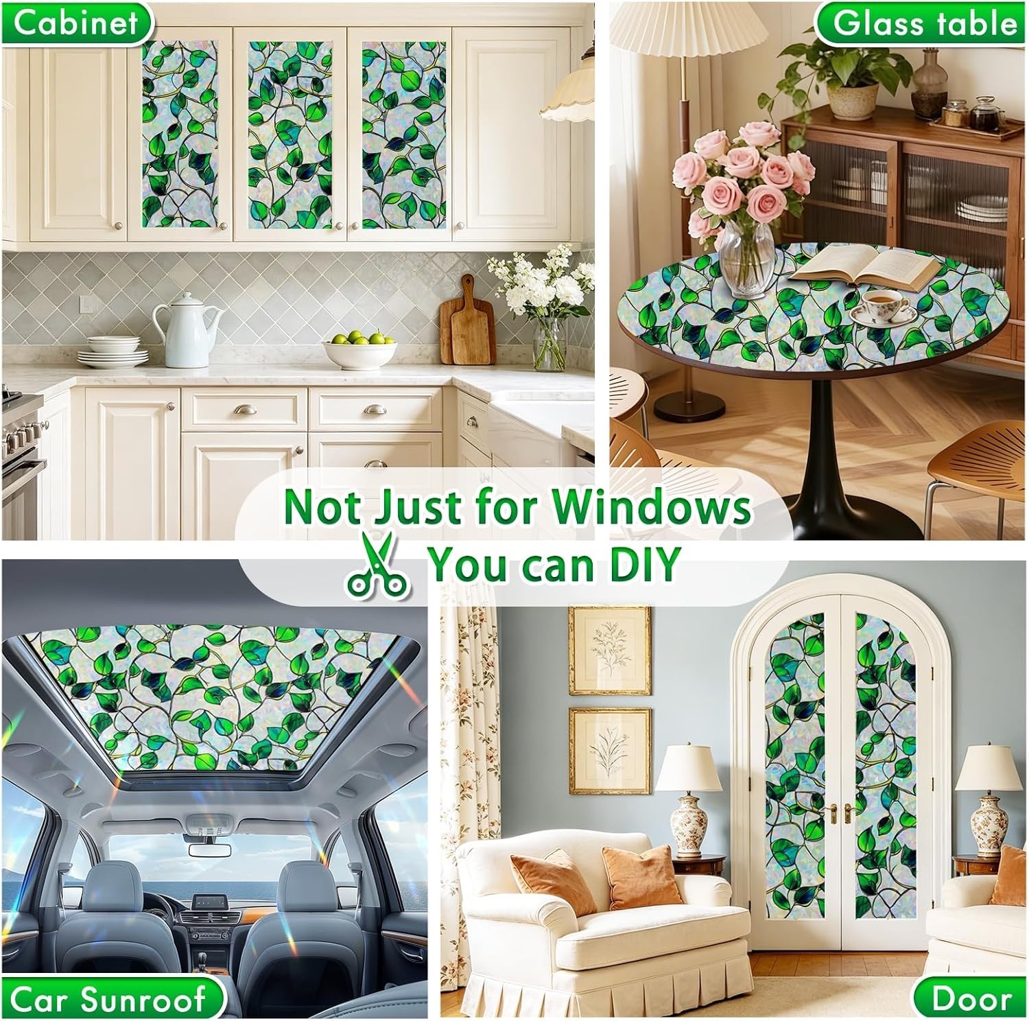 Window Privacy Film Stained Glass Decorative Static Clings Rainbow Window Tin…