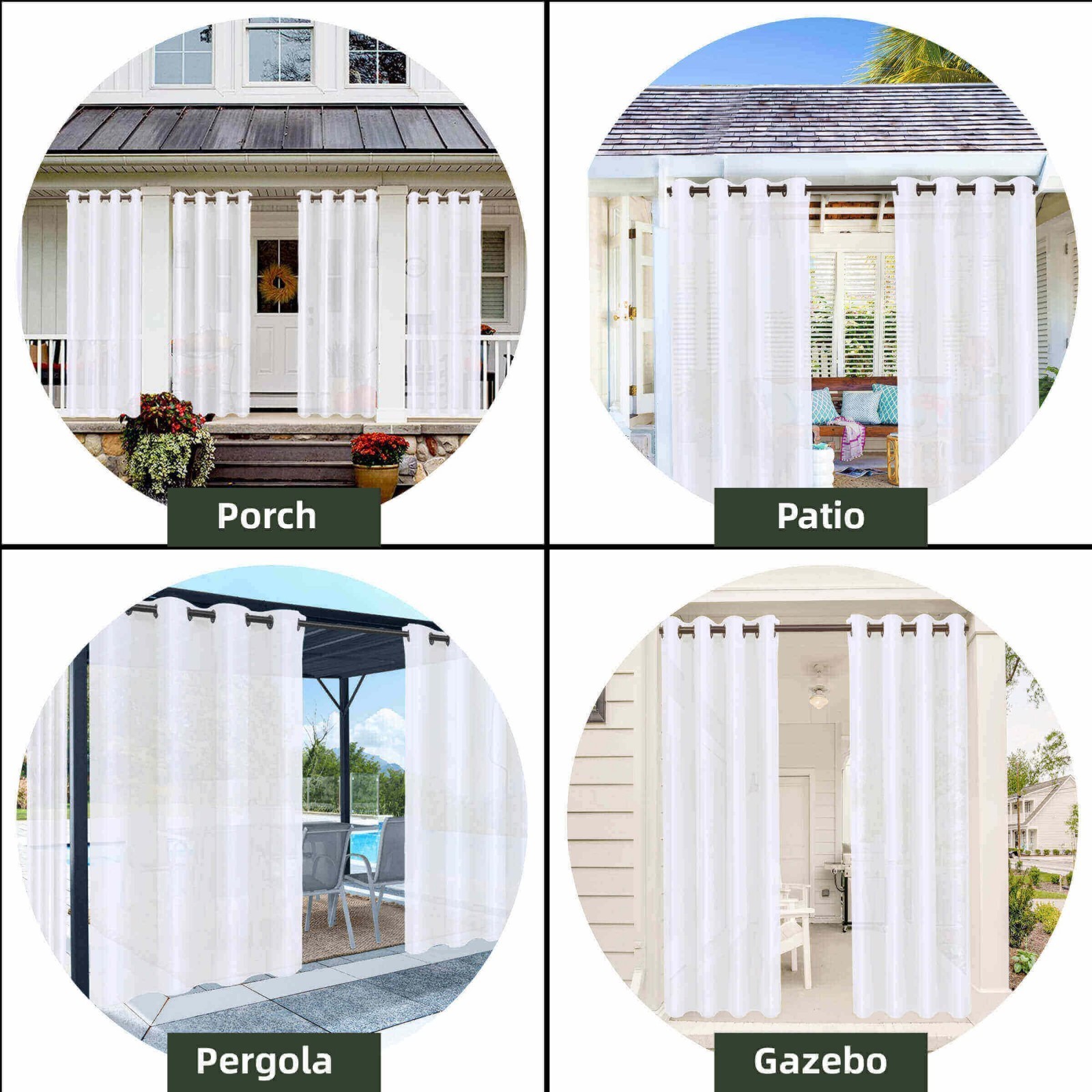 Waterproof Outdoor Curtains for Patio & Gazebo – UV Resistant, Sun Blocking Grom