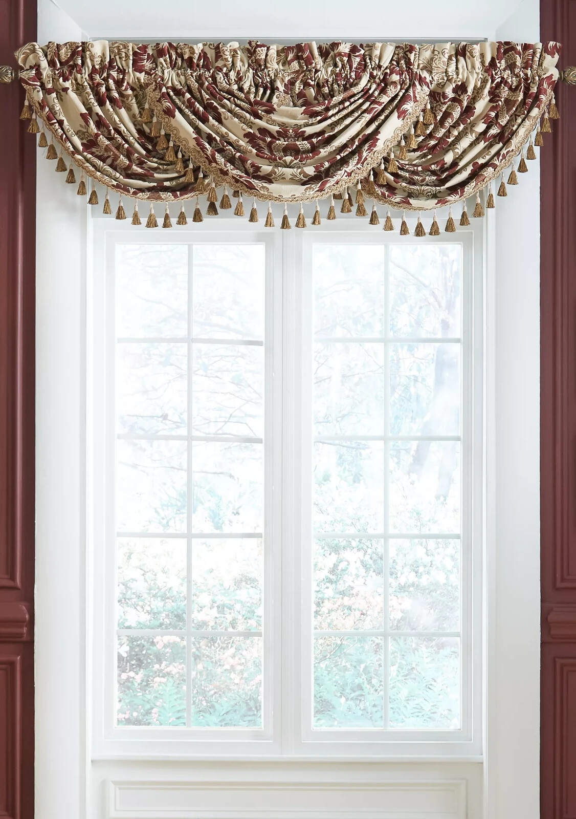 Croscill Esmeralda Bordeaux Waterfall Swag Valance Top Treatment, 48.5 x 33 in