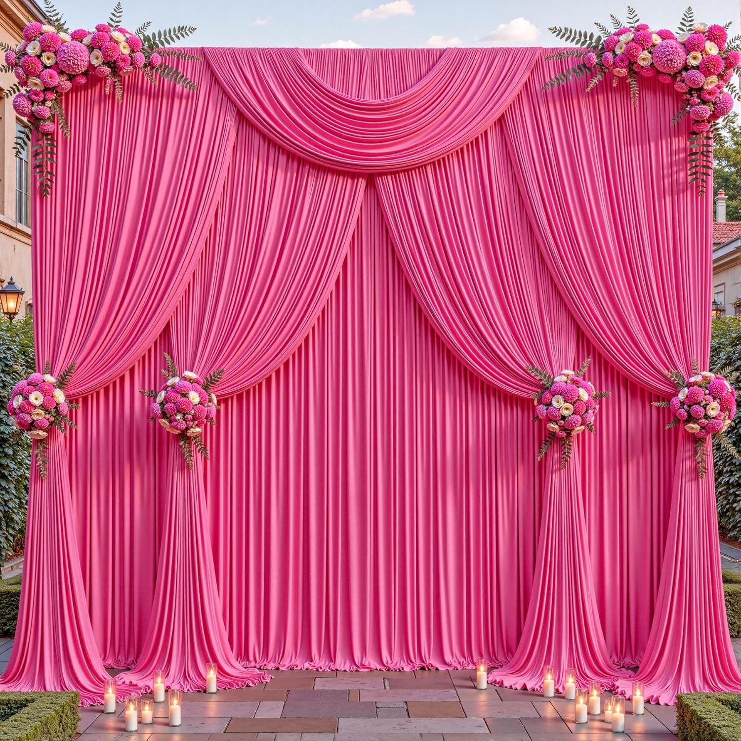 40ftx10ft Wrinkle Hot Pink Backdrop Curtain – 10 Feet Photography Backdrop