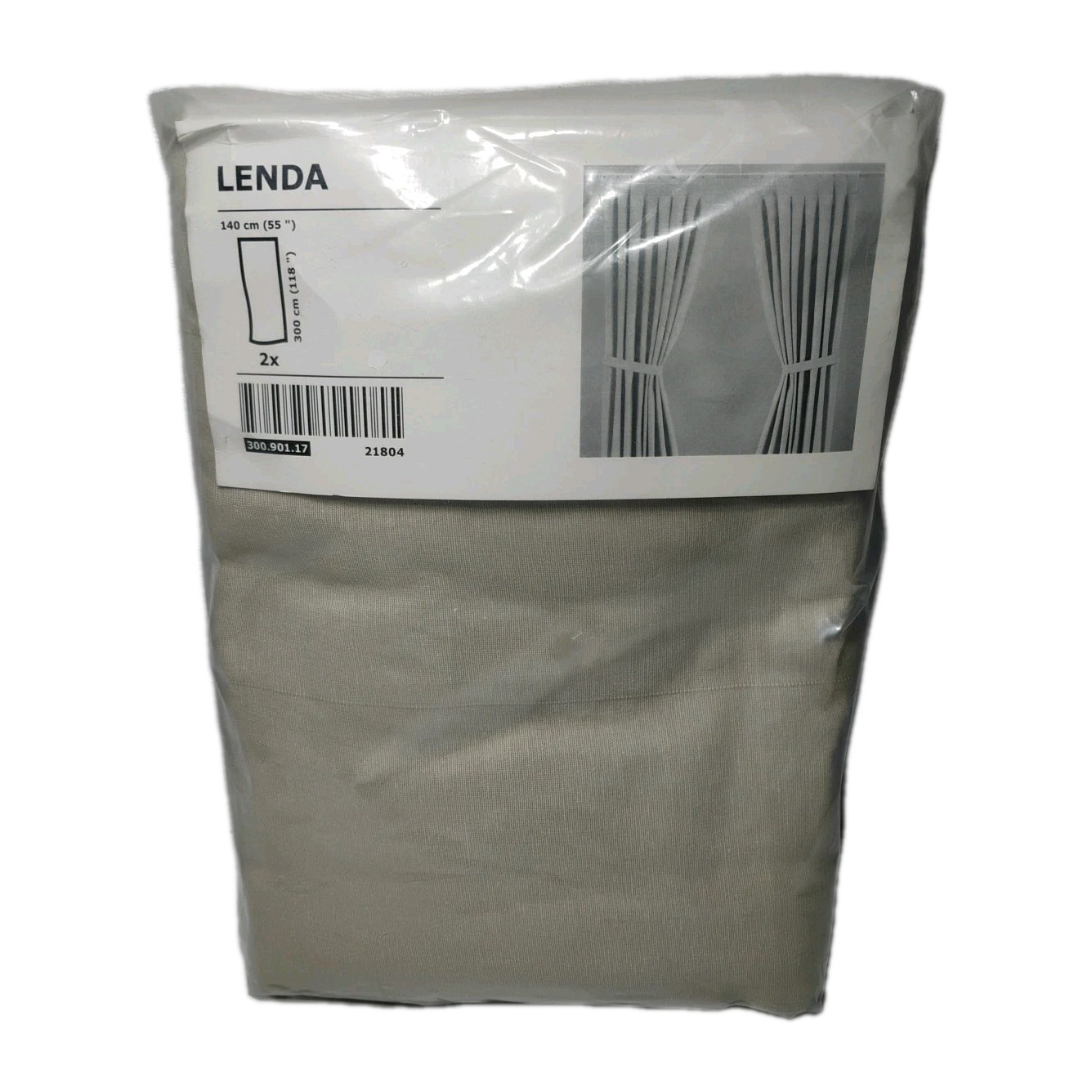 New Sealed Pair IKEA Beige LENDA Curtains 55×118″ Discontinued 300.901.17