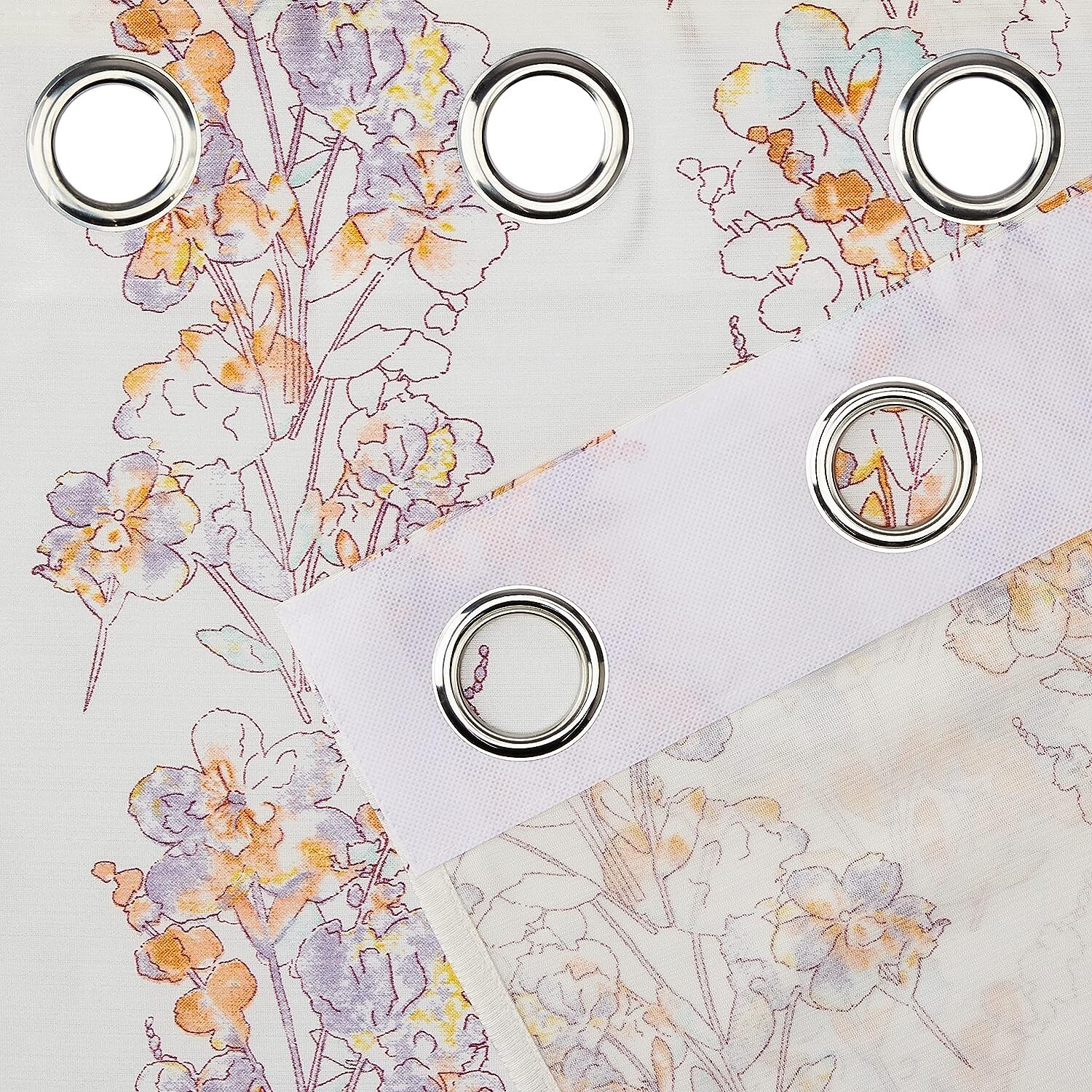 Polyester Floral Print Window Curtain (Pack of 2, 5 Feet)