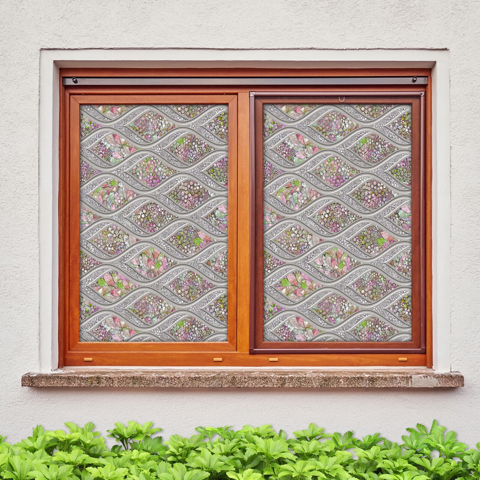 3D Wavy Pattern A284 Window Film Print Sticker Cling Stained Glass UV Sinsin