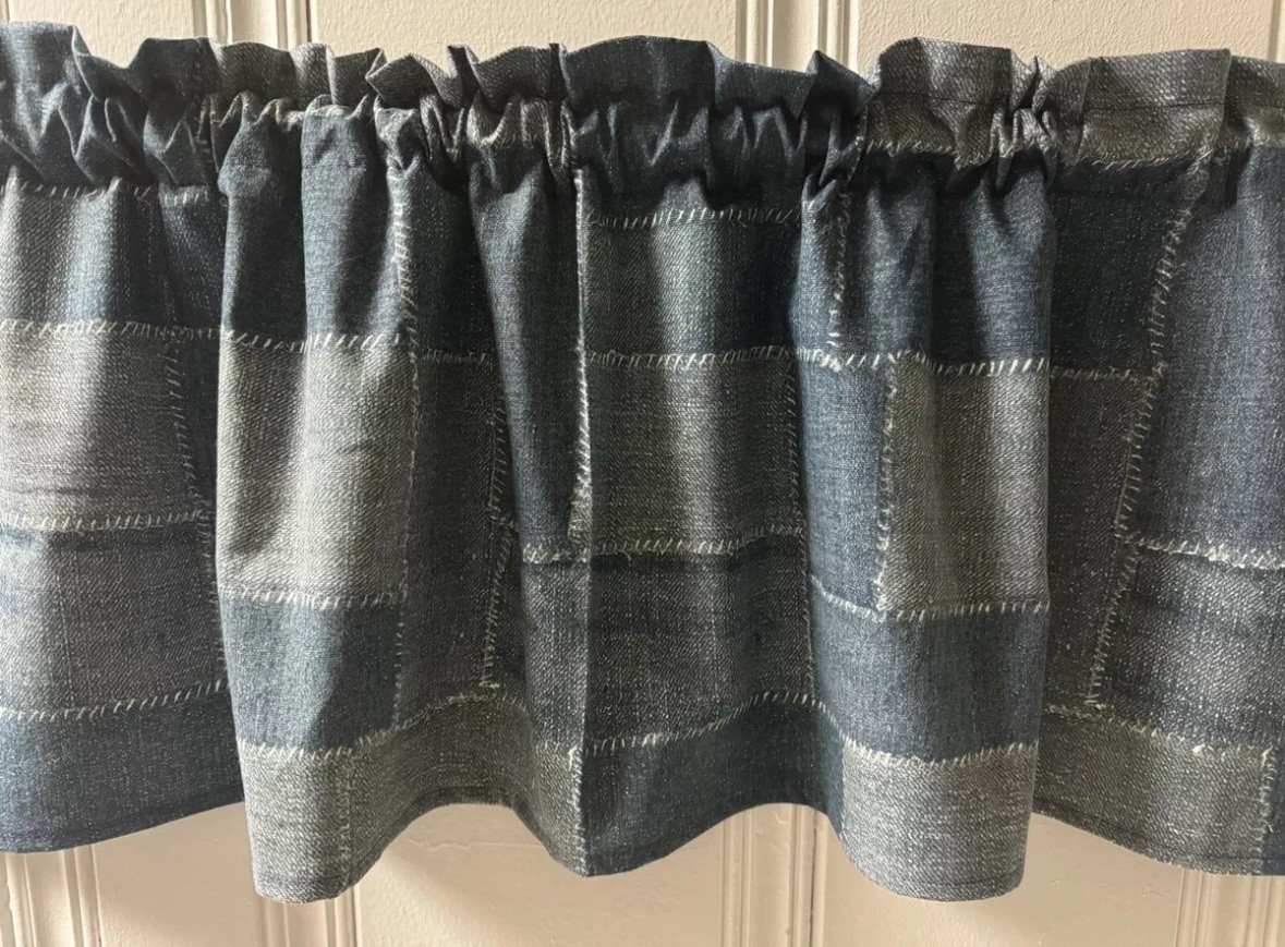Custom Denim Patchwork Look VALANCE CURTAIN 100% Cotton Bedroom RV Curtains