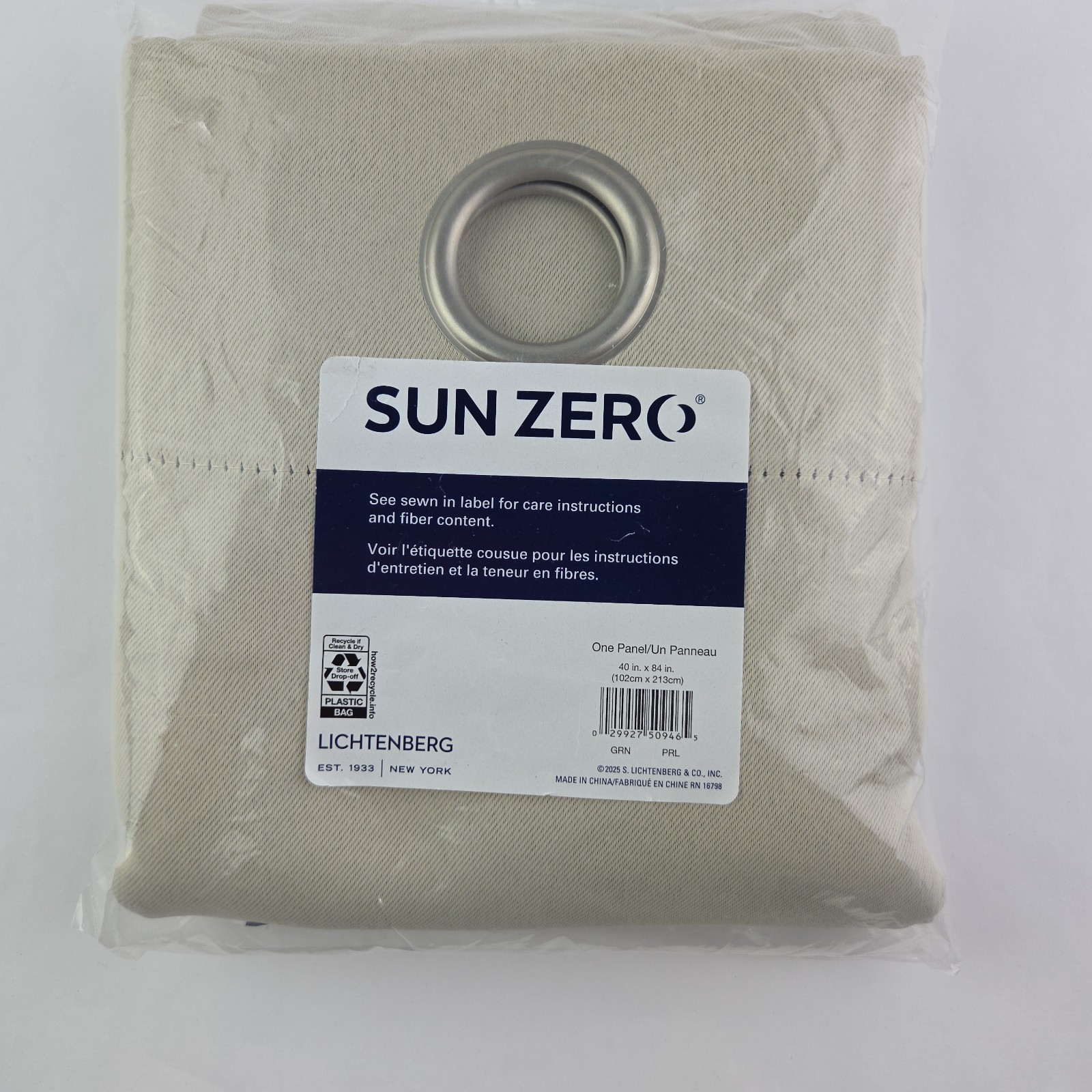 Sun Zero Room Darkening Curtain 40 x 84 Panel Tan Taupe Grommets Lichtenberg