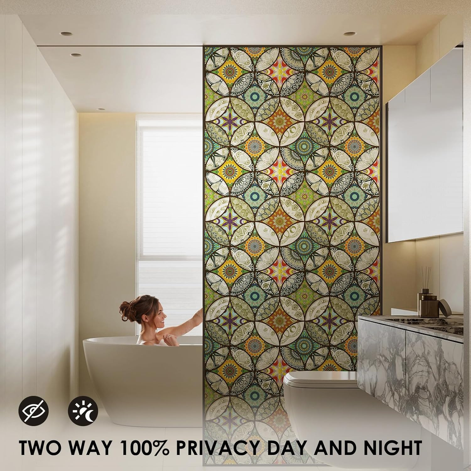 DKTIE Static Cling Decorative Window Film with Installation Tools Non Adhesive