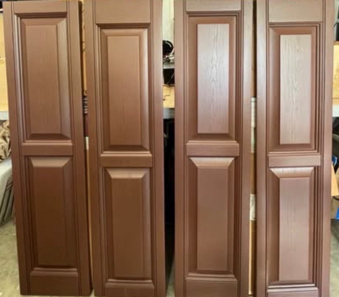 2 New Pairs Ply Gem 12×47 Polypropylene Raised Panel Shutters Terra Brown