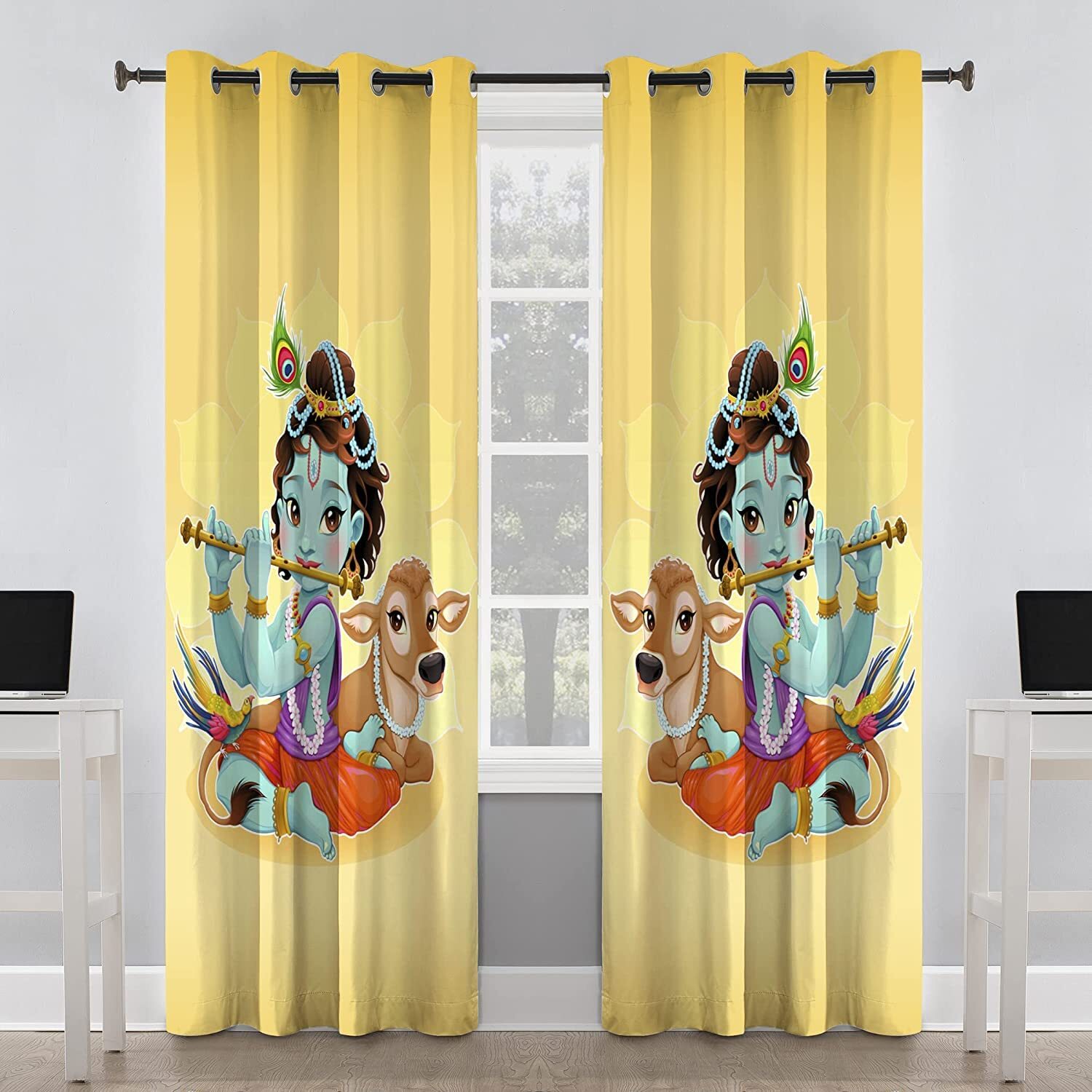 Imported Polyster 3D Digital Printed Door Curtain (4 x 7 feet )set of 2 pcs