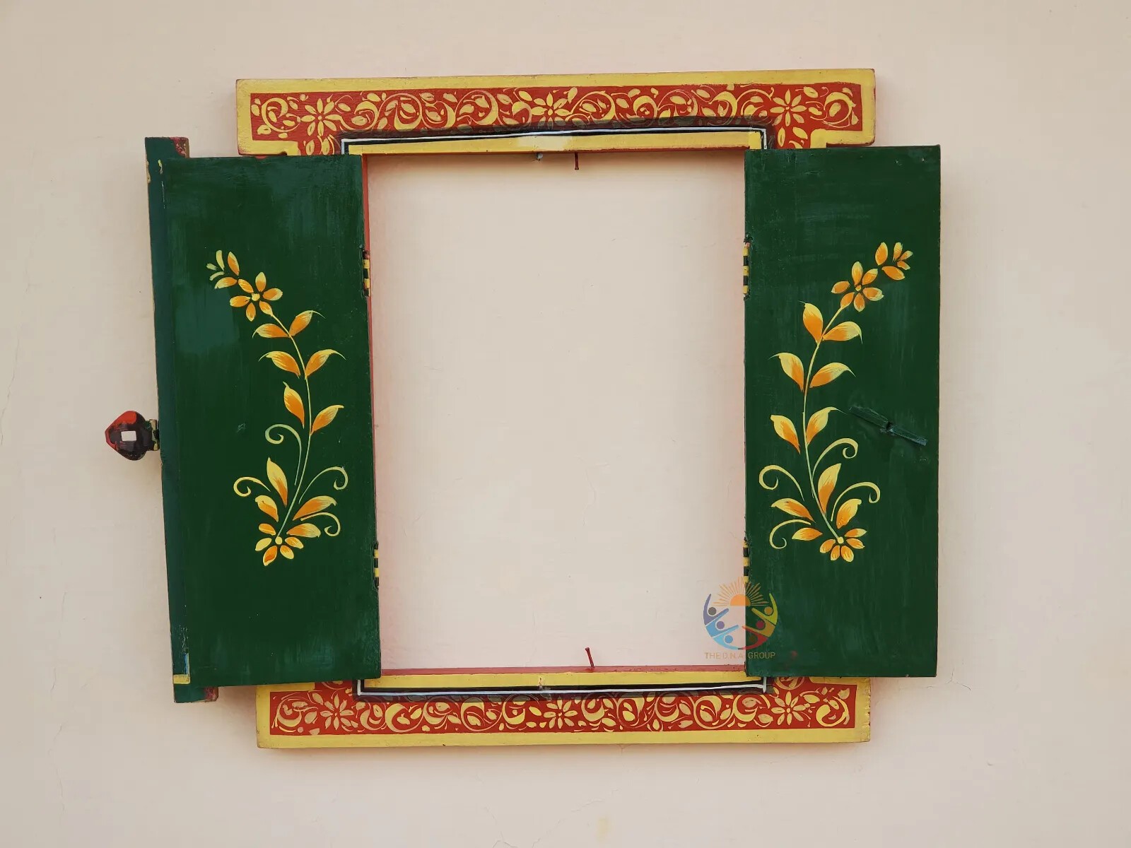 Wooden Frame Window Shutter Handcarved Rajasthani Traditional Wall Mount Hanging