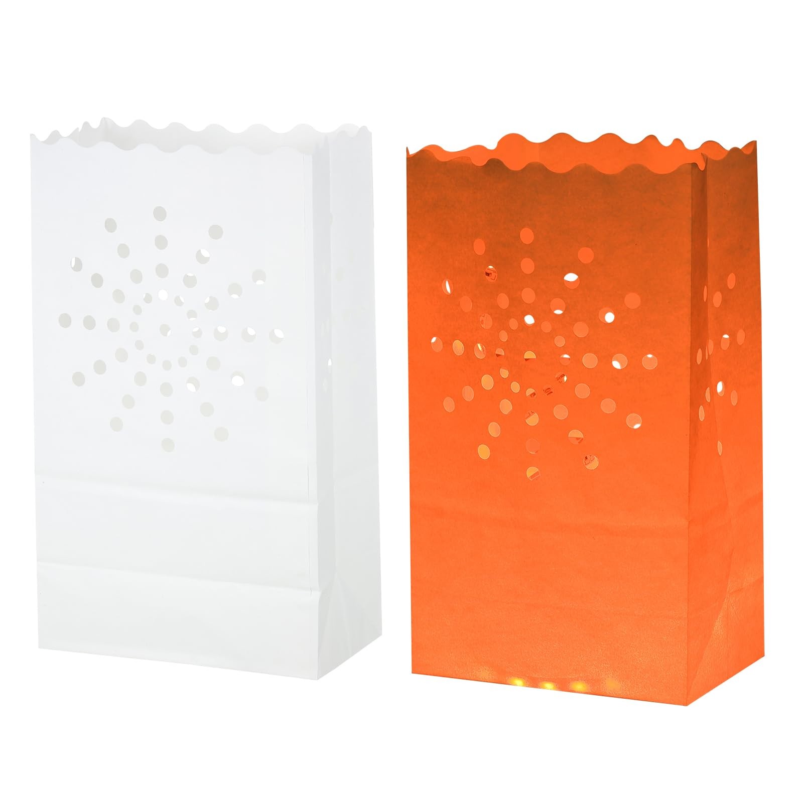 White Paper Luminary Bags, 10 Pcs Sun Shape Flame Resistant Lantern Candle Ba…