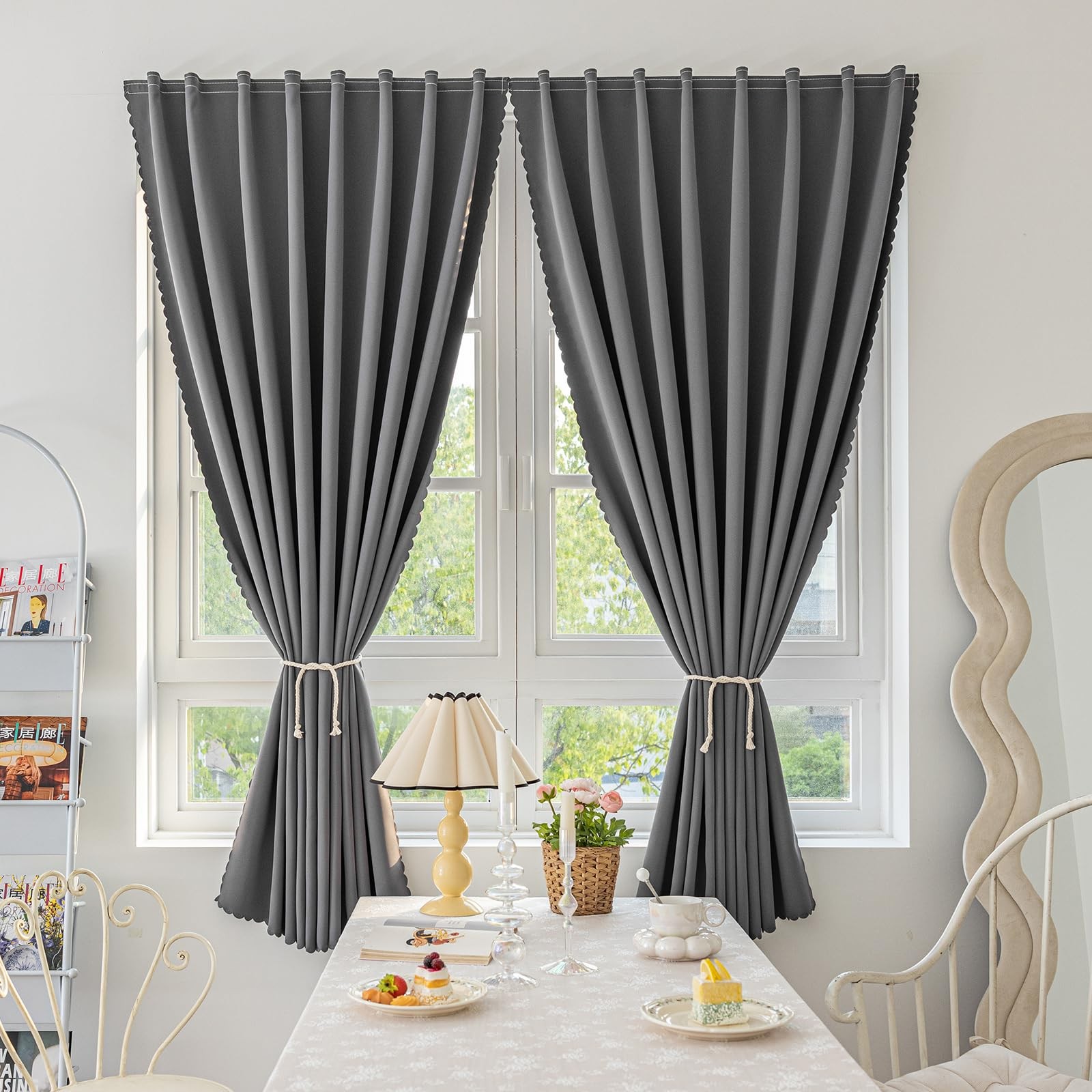 Jilron Grey Blackout Curtains 47″W x 71″L 2pk