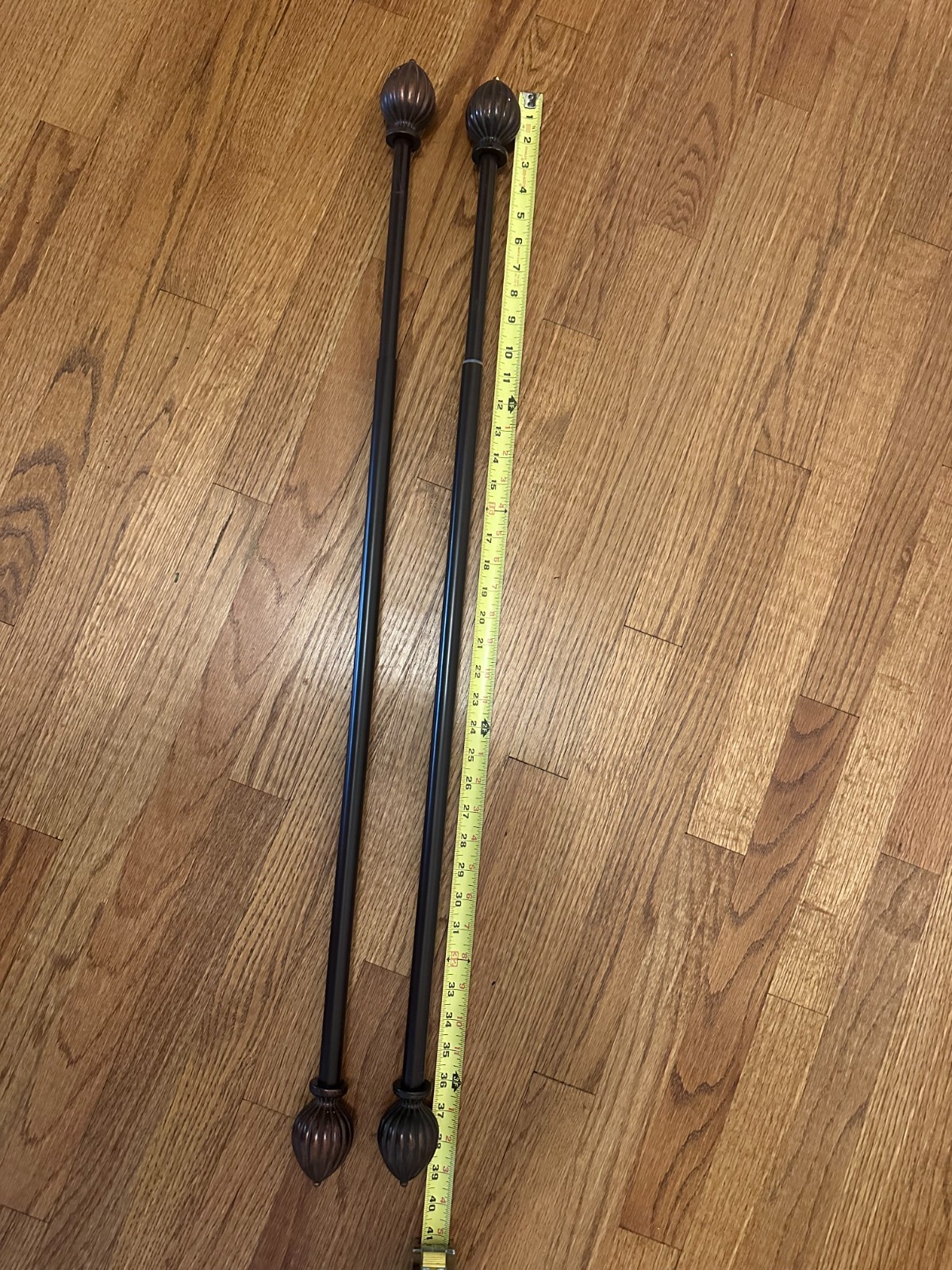 4 Panels (67″ long x 43″ wide) COMPLETE WITH rings, rods and fabric tie backs