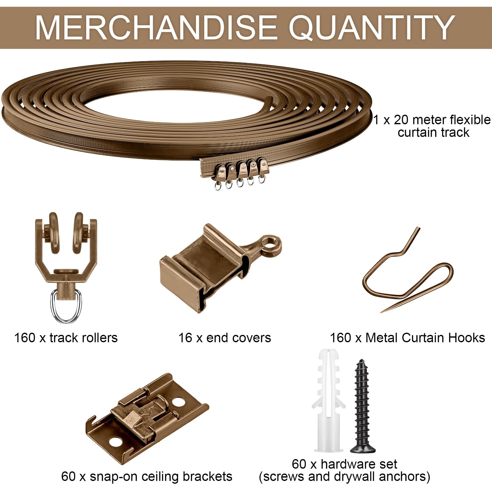 Jetec Curtain Tracks Ceiling Flexible Curtain Track Bendable Rail Curved Wall