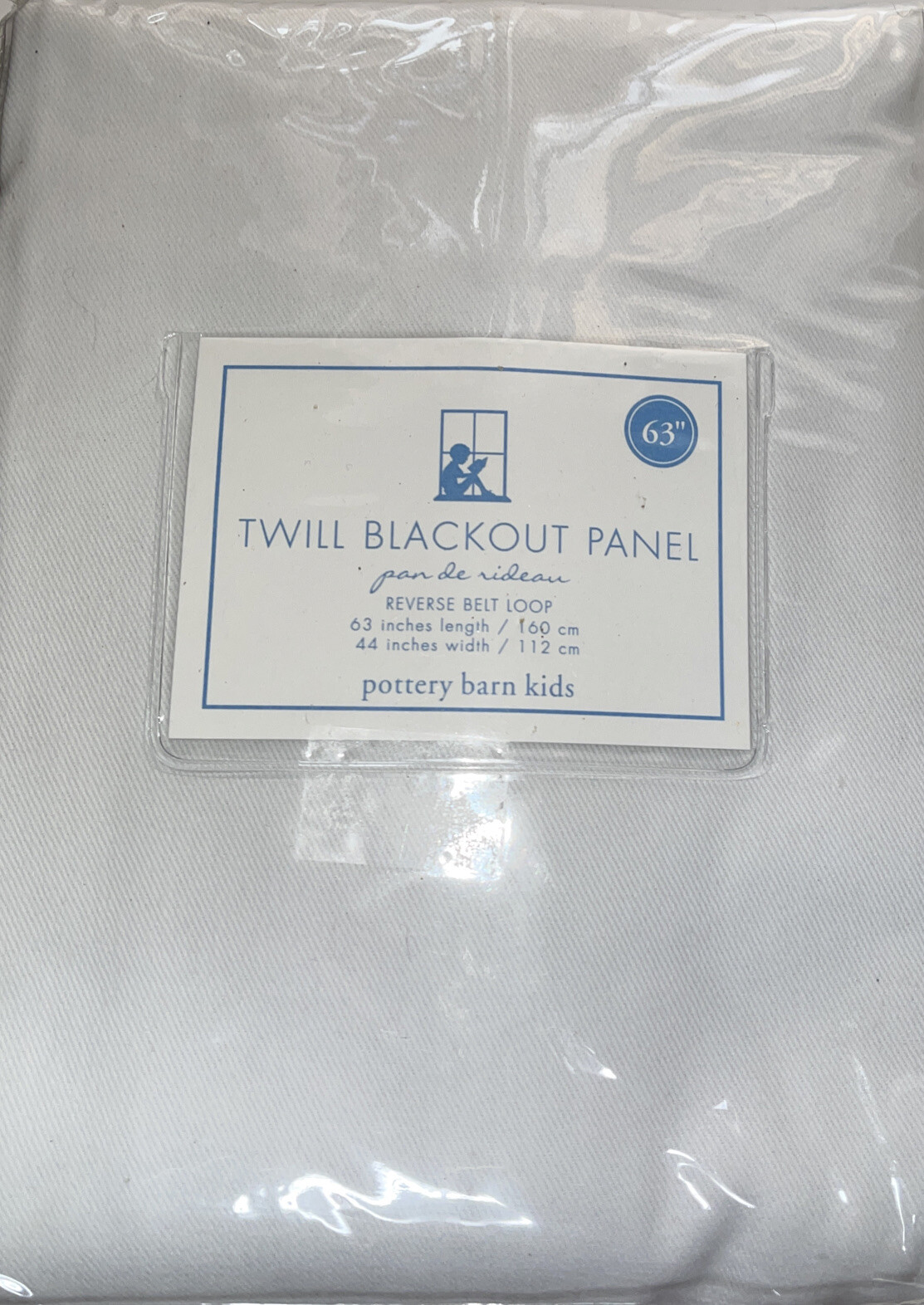 New Pottery Barn kids Twill Blackout panel belt loop 44 x 63 White Rideau