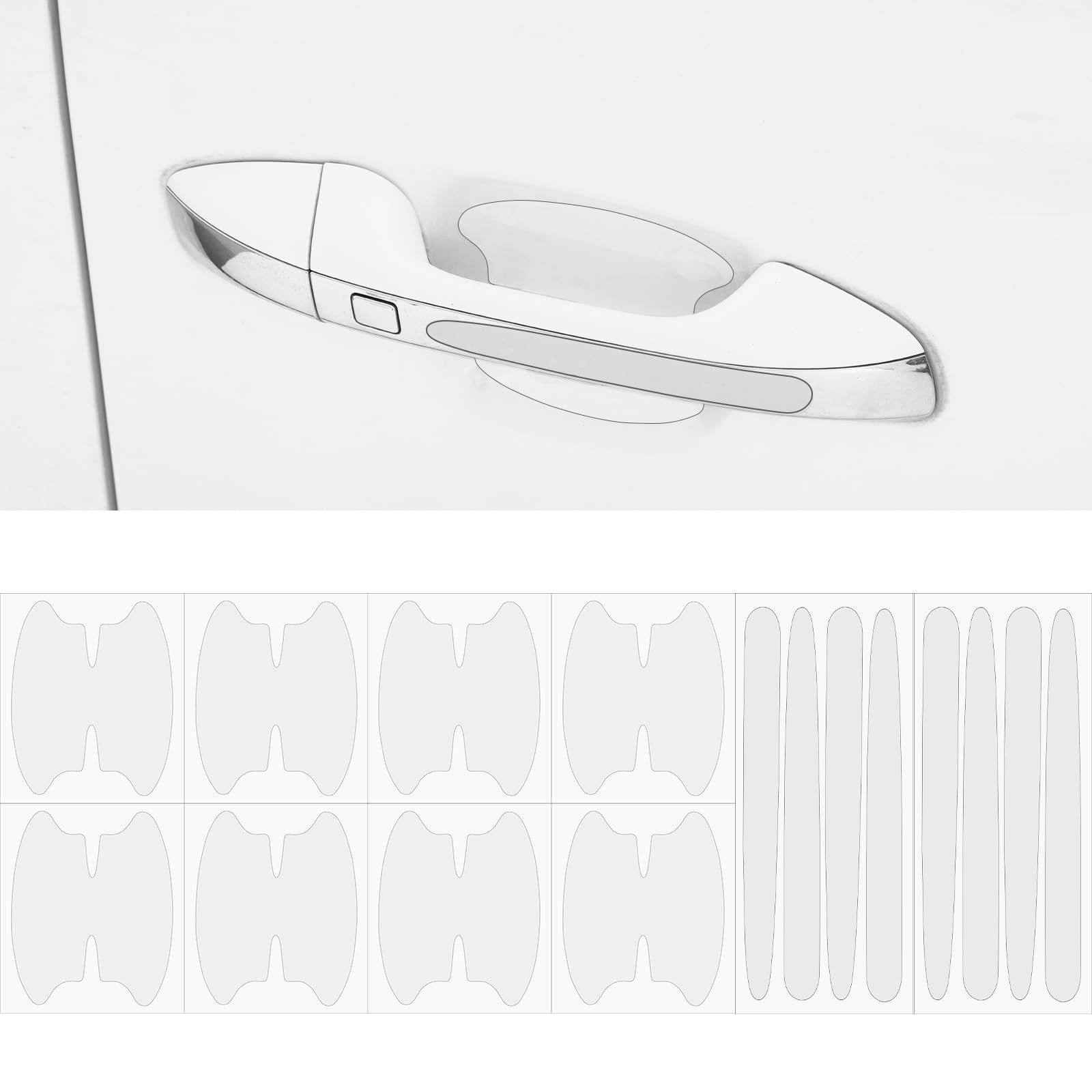 Car Door Handle Scratch Protector Transparent TPU 16 Pcs Universal for Most Cars