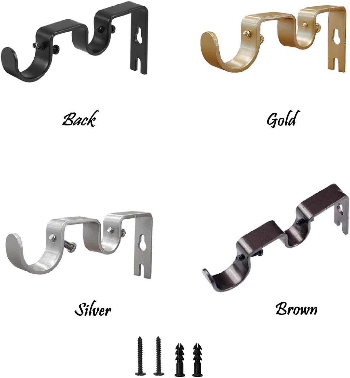 Double Curtain Rod Bracket 6 Pack Metal Curtain Rod Holders for Wall Sturdy C…