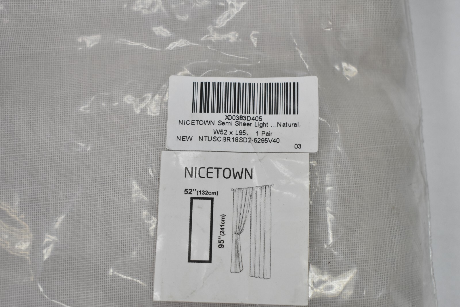 Nicetown Semi Sheer Light Filtering Linen Curtain 2 Piece Set 52″ x 95″ Natural