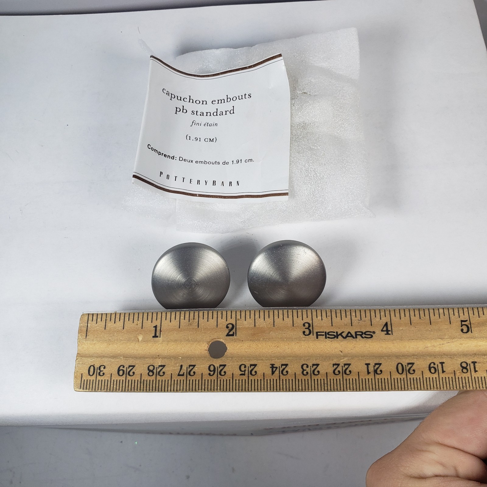Pottery Barn Standard Endcap Finial – Set Of 2 – Pewter Finish – .75 Inches