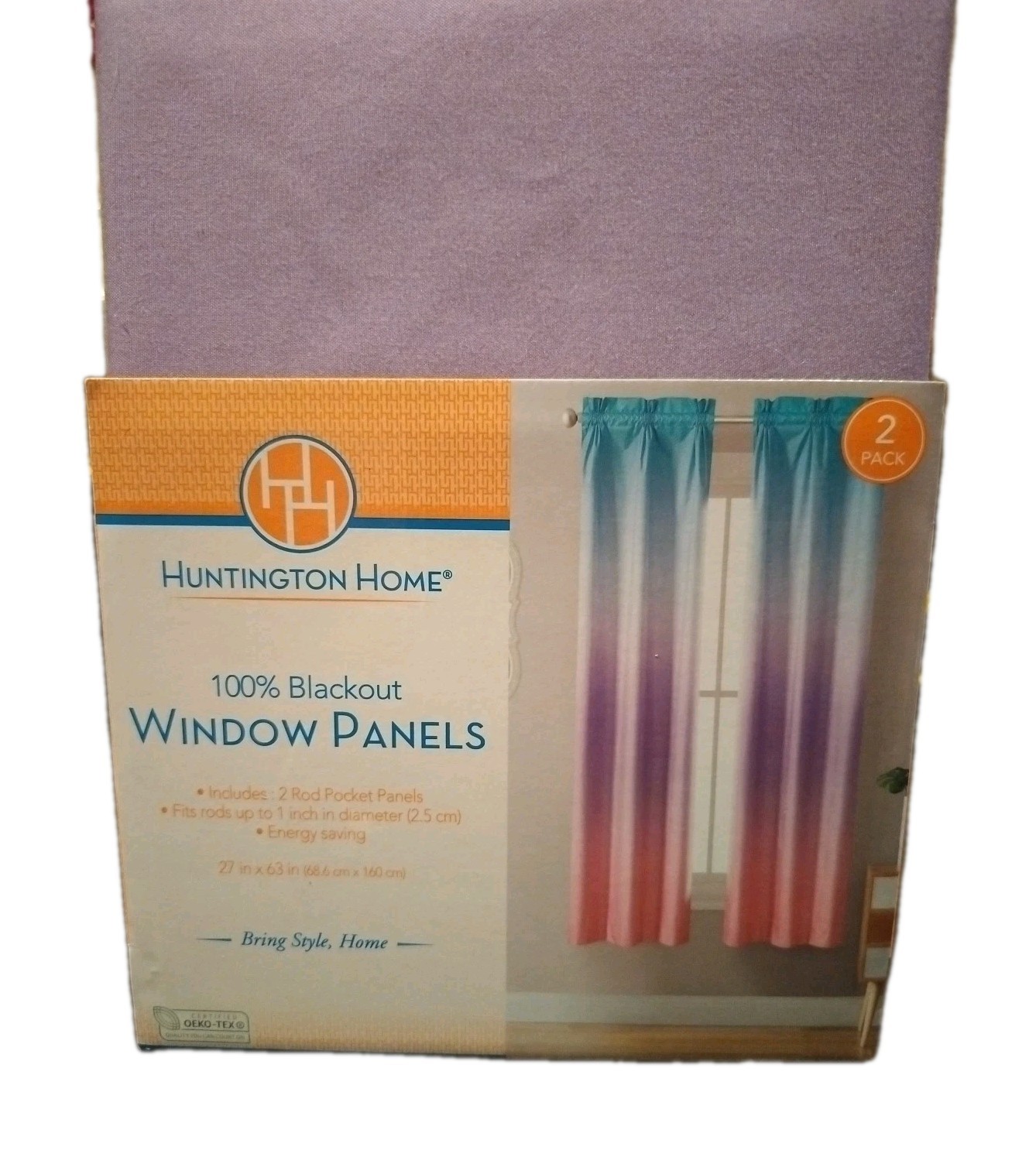 Huntington Home 100% Blackout 2 Pack Window Panels Ombre Blue Pink Purple