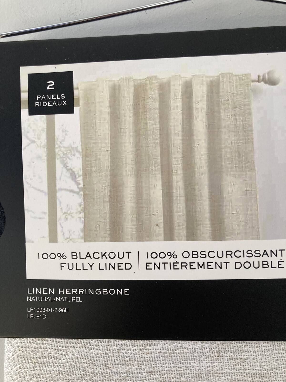 2 Ralph Lauren Back Tab Panels Curtains Blackout Herringbone Natural Beige 96″