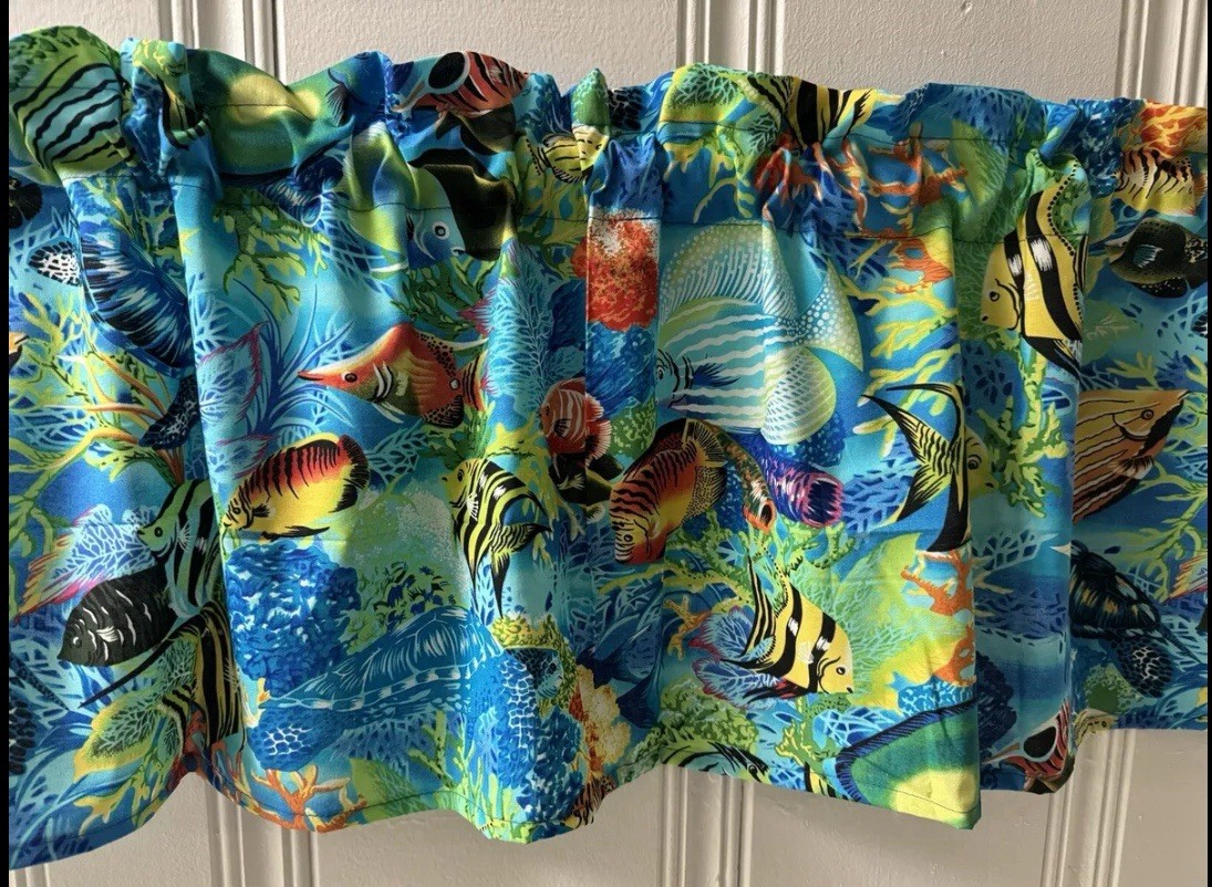 Made to Order VALANCE CURTAIN PANEL Tropical Fish Ocean Sea Beach Curtains