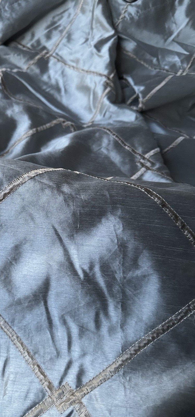 Set 2 Bombay Curtains 52 X 95” Faux Silk Embroidered Lined Grommets Blue