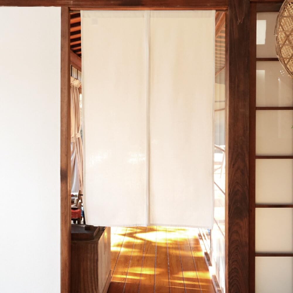 Cotton Blend Plain Noren Melange Ivory 72×120cm Japan