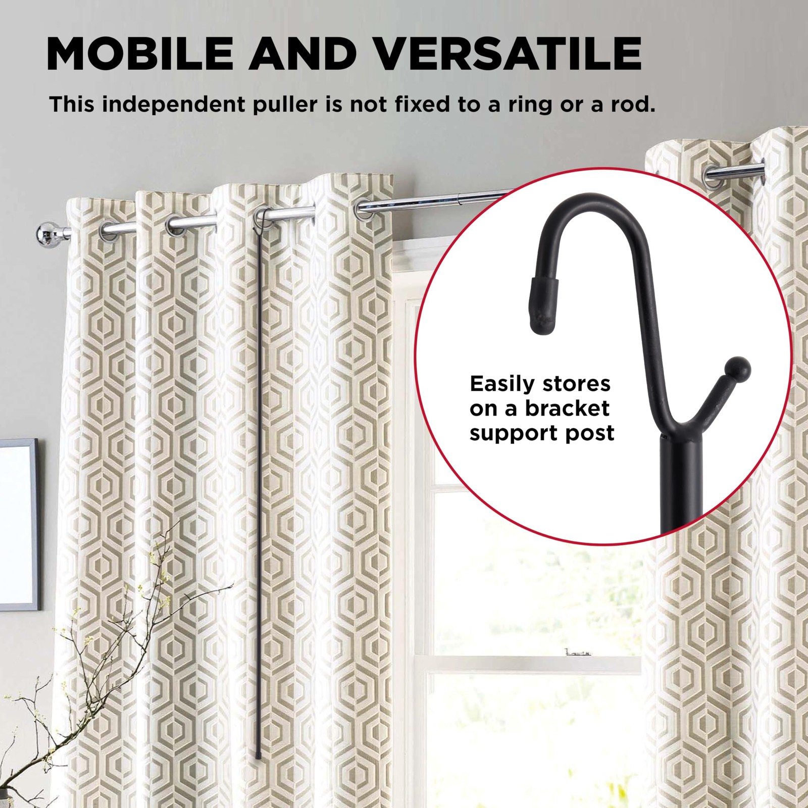 42″ UNIVERSAL DRAPERY PULL ROD BY JUMBL