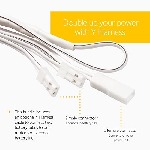 somfy 12V DC Reloadable Battery Tube 2 Pack Y Harness