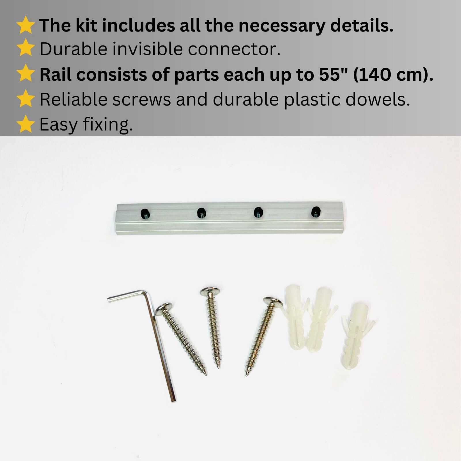 Premium Silver Single Curtain Rail – Heavy-Duty, Ceiling mount, Any custom Sizes